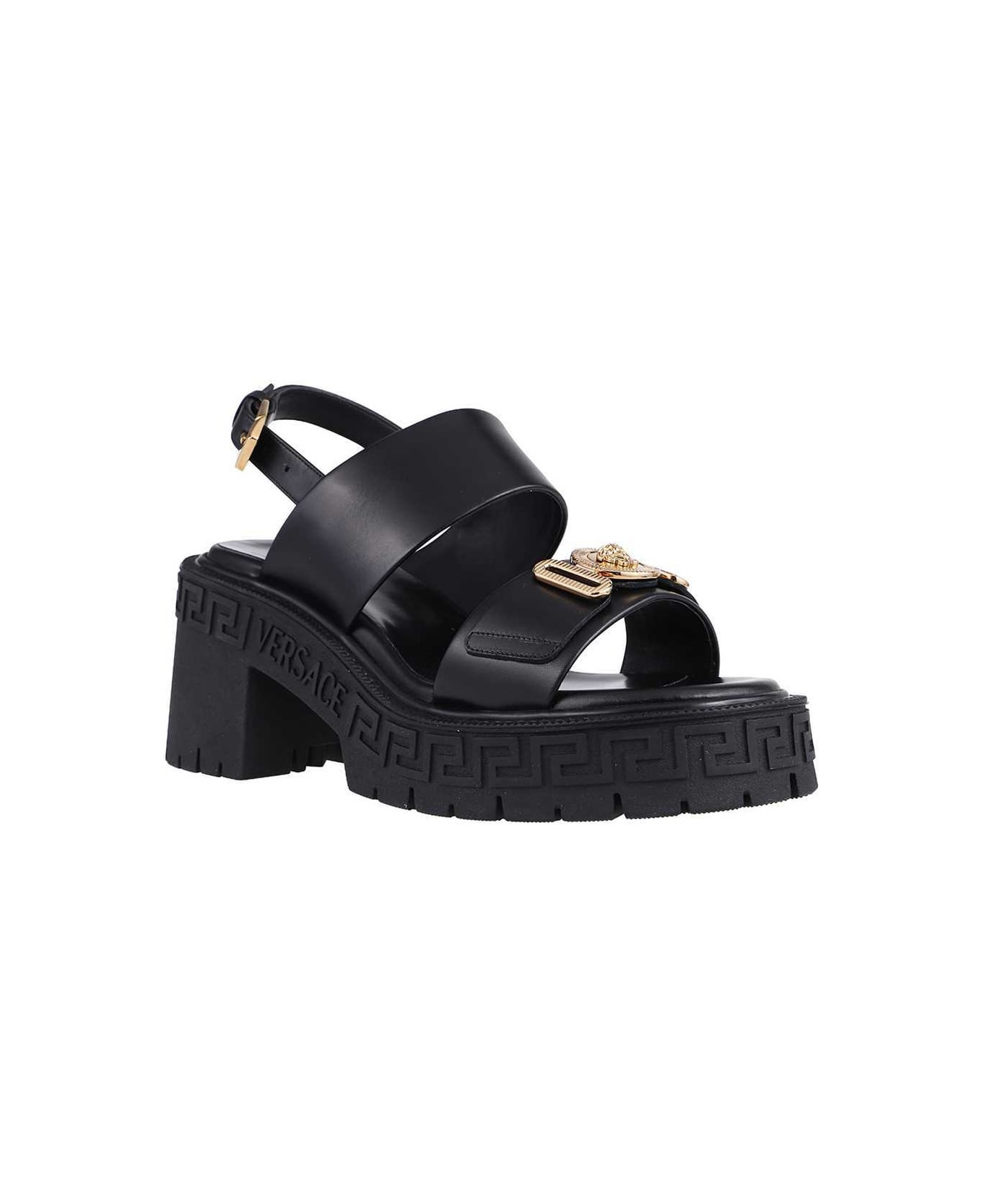 Logo Detail Leather Sandals - 2