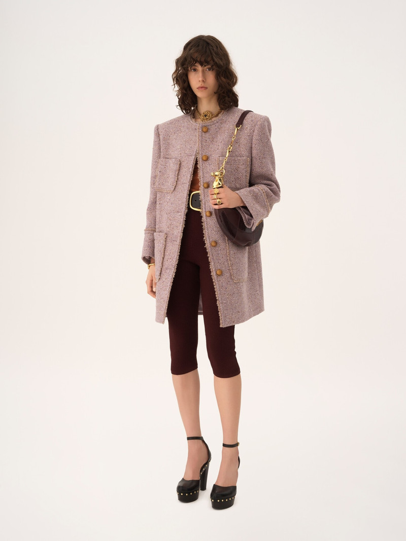 Chloé SINGLE-BREASTED COLLARLESS COAT IN CHINÉ WOOL TWEED outlook
