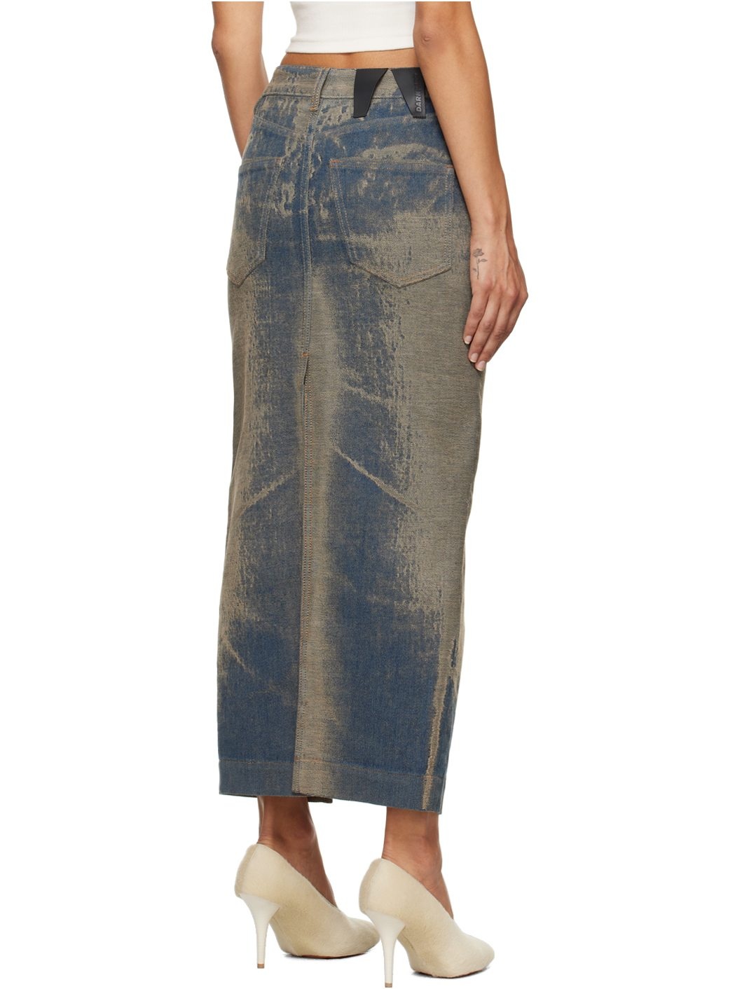 Blue Erika Jacquard Denim Midi Skirt - 3