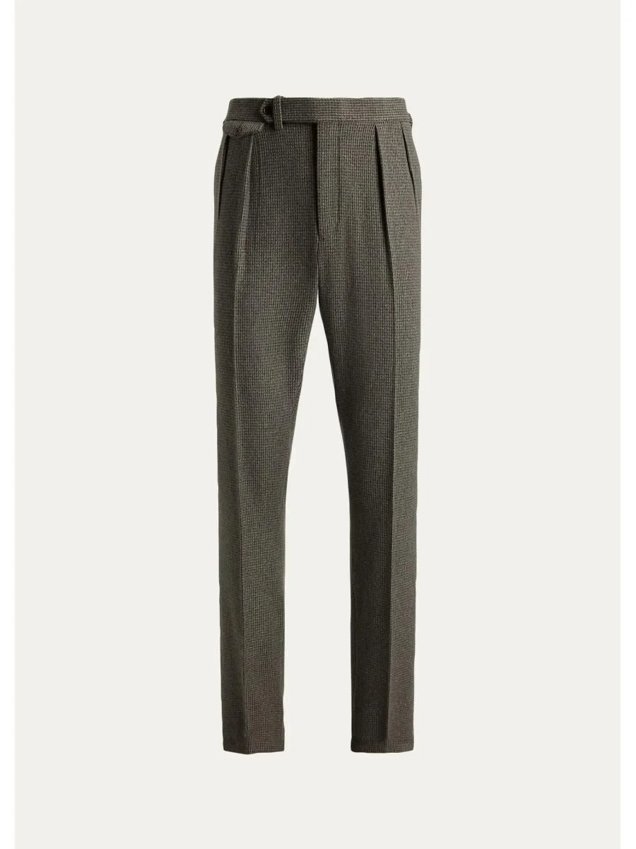 Men's Gregory Hand-Tailored Tick-Weave Trousers - 1