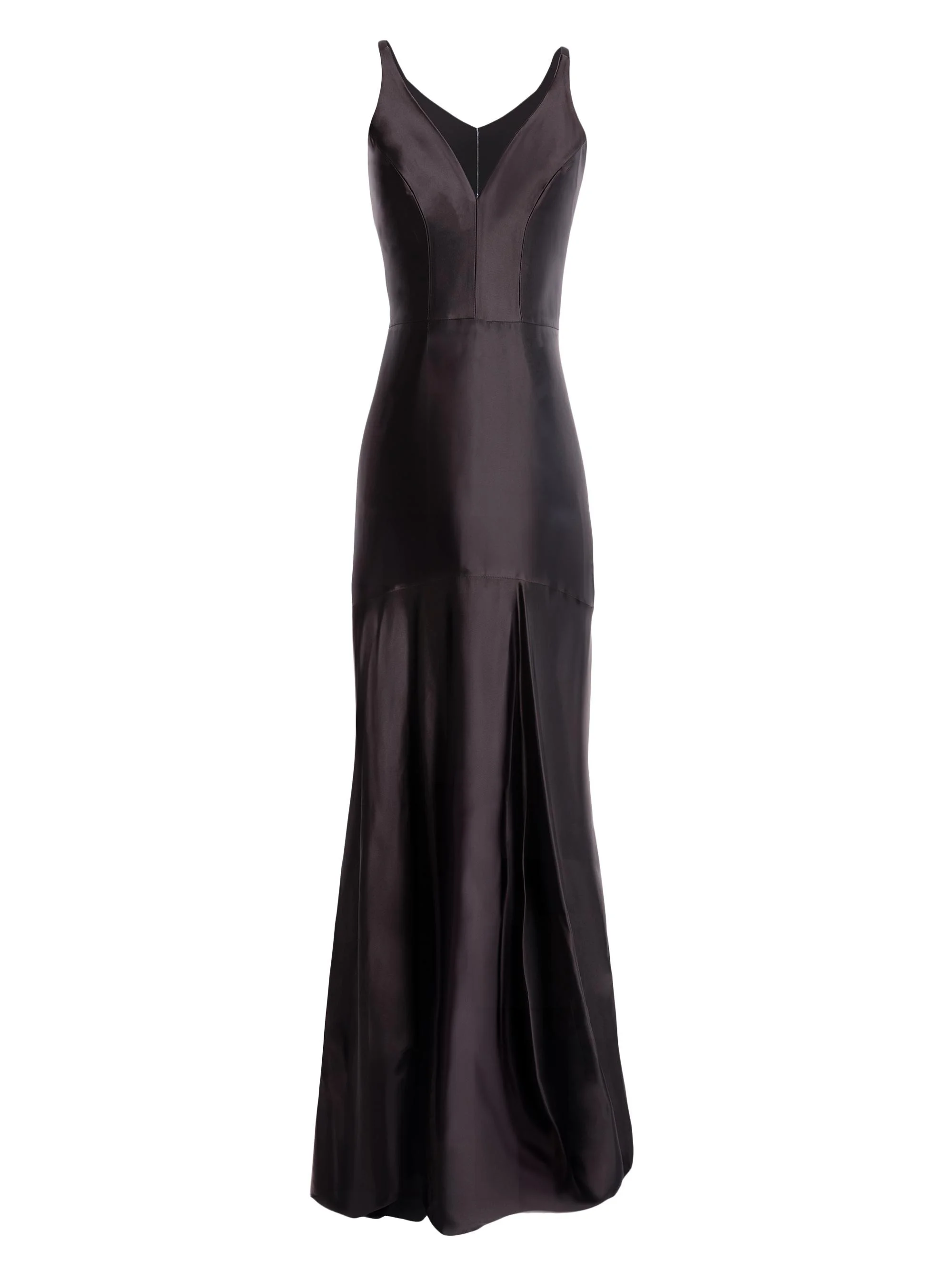 Women's Shirley Seamed Satin Gown - Mocha - 1