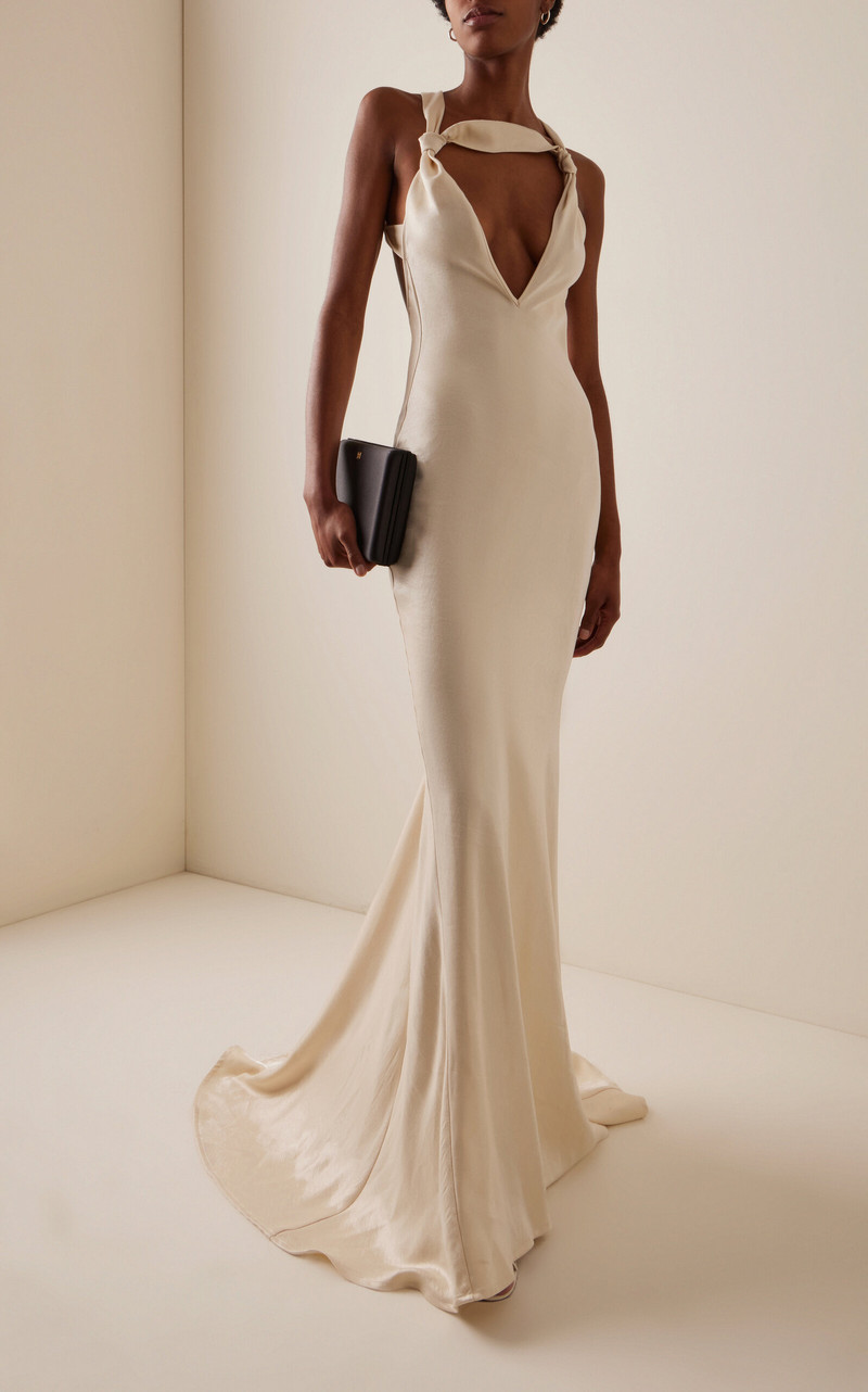 LUDOVIC DE SAINT SERNIN Carrie Knotted Dress ivory outlook