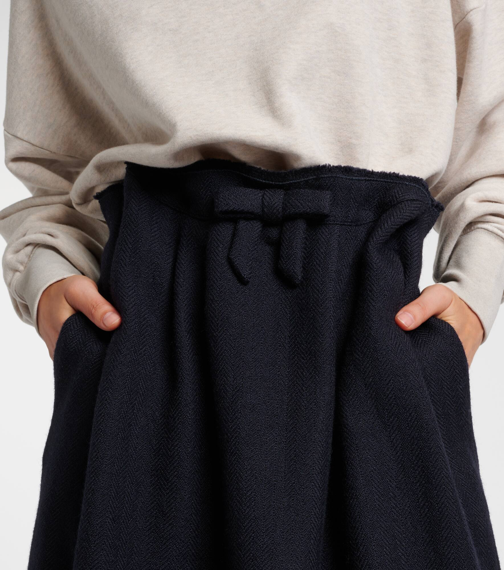 Chevron pleated virgin wool midi skirt - 4