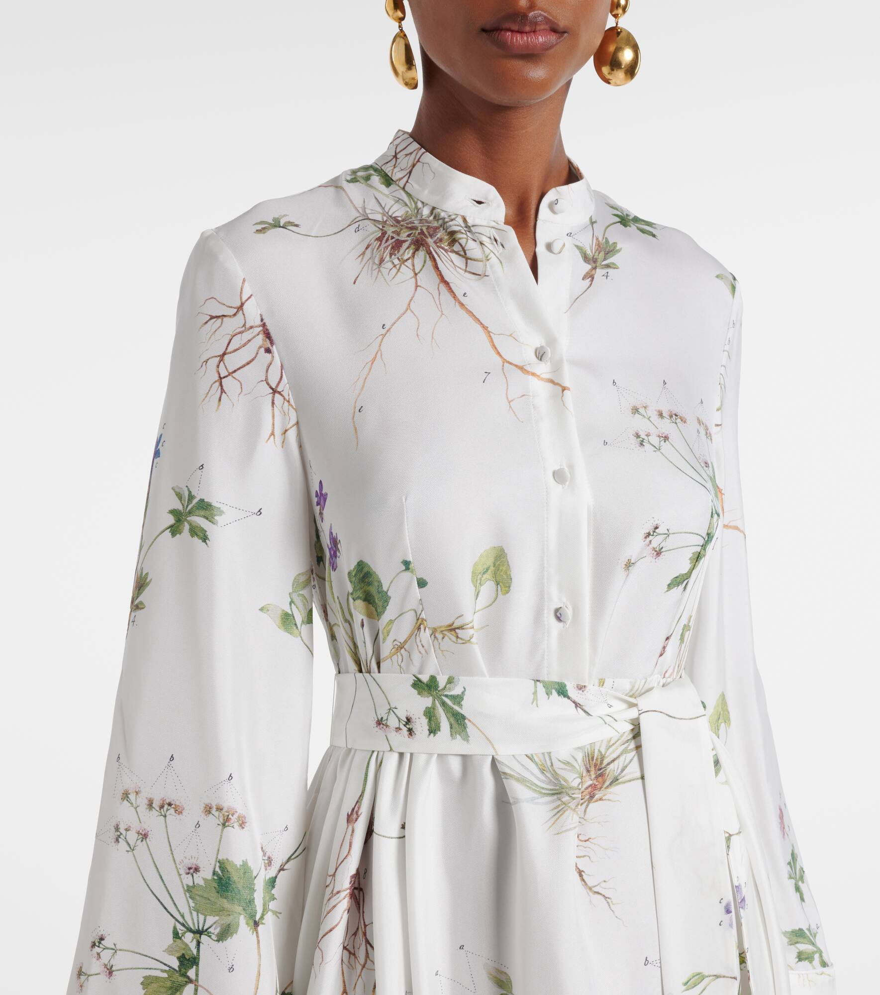 Floral printed silk midi dress - 4