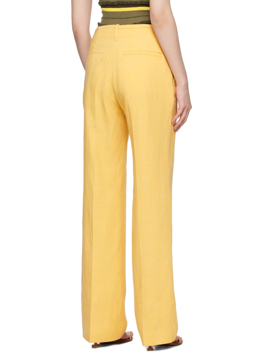 Yellow Le Raphia 'Le Pantalon Cordao' Trousers - 3