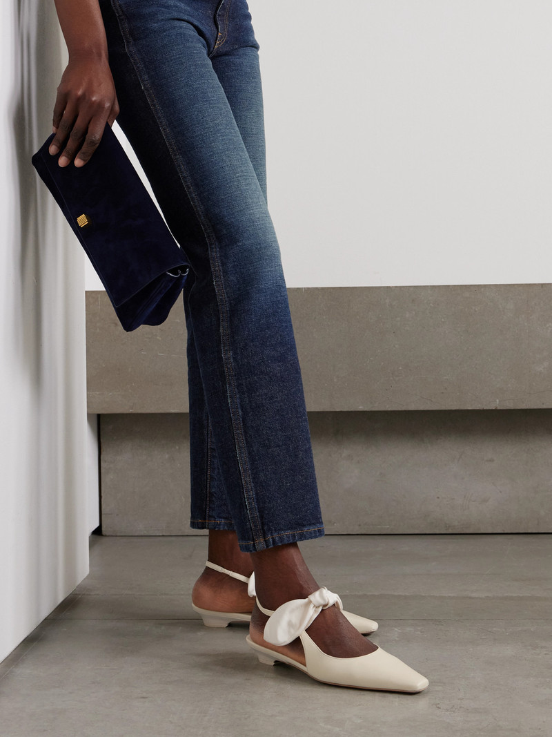 NEOUS Uba Bow-embellished Faille And Leather Slingback Flats outlook