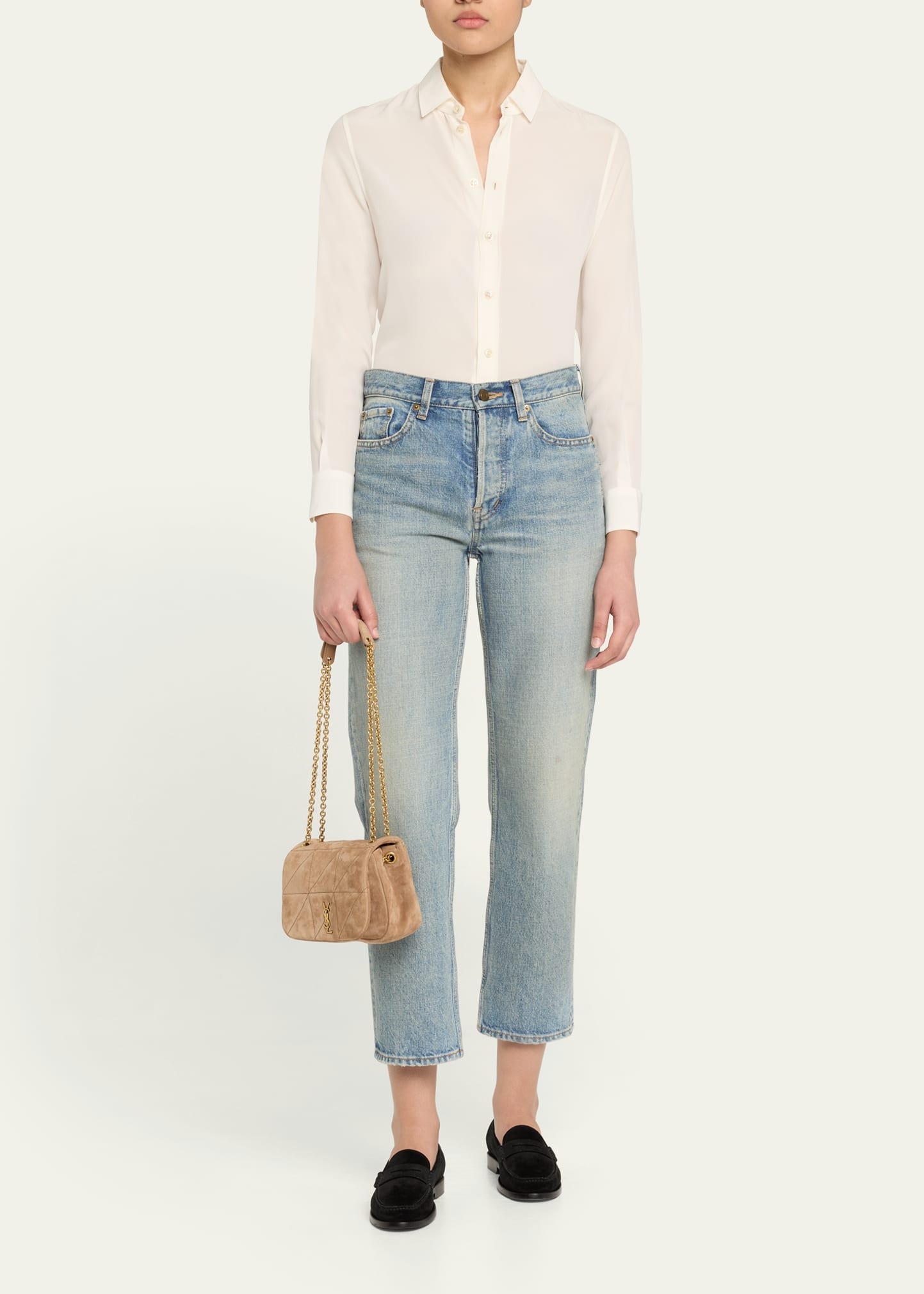 Jamie 4.3 Mini YSL Chain Shoulder Bag in Quilted Suede - 6