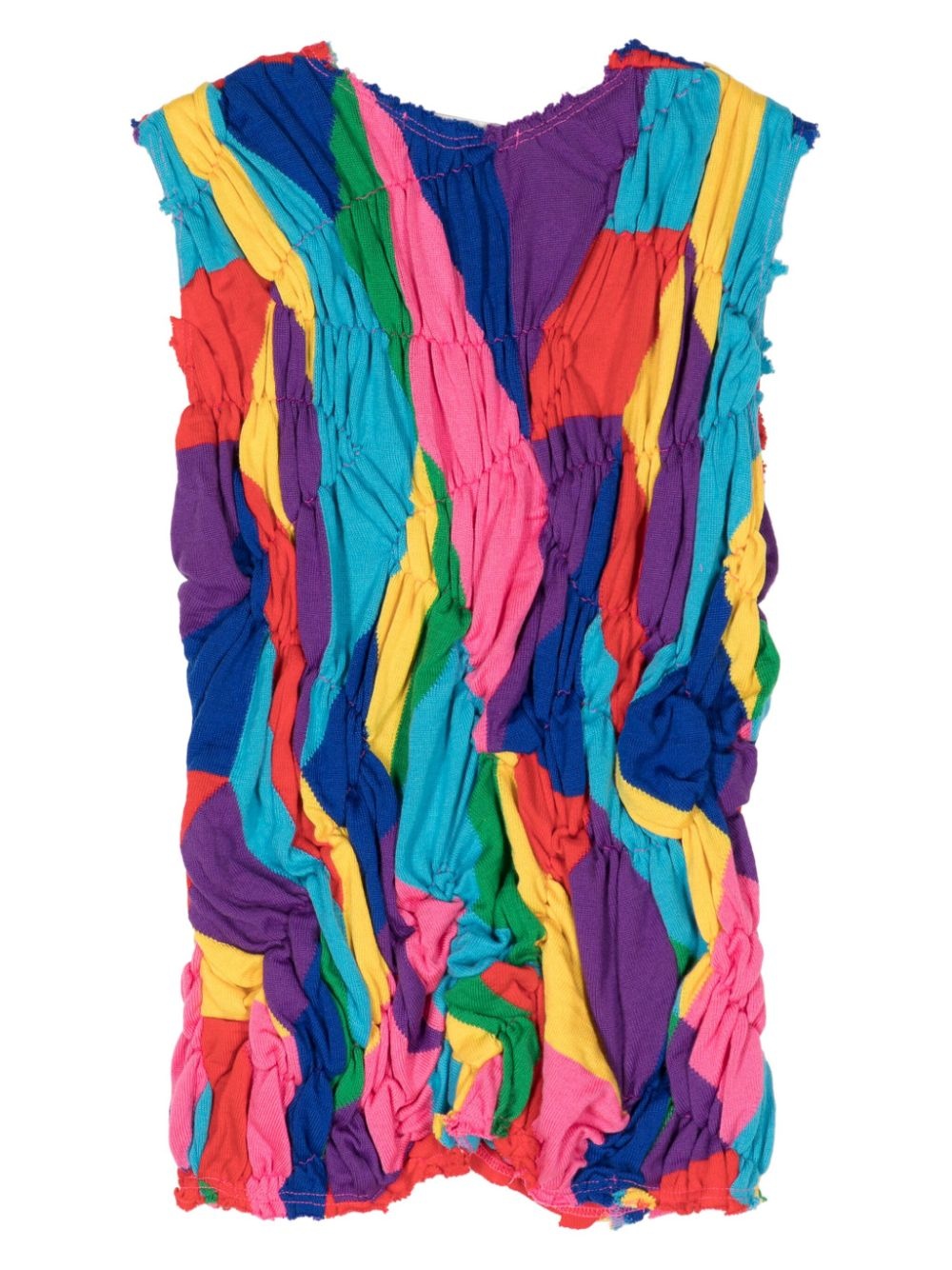 geometric-pattern ruched top - 2