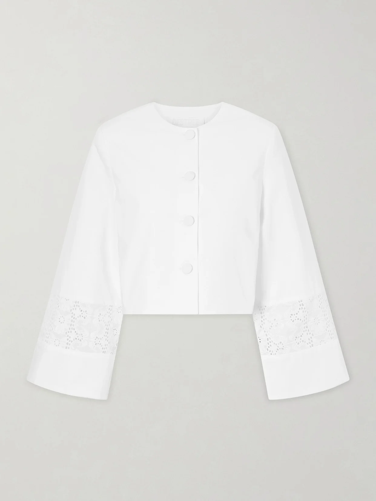 Ruby Broderie Anglaise-trimmed Cotton-poplin Jacket - 1