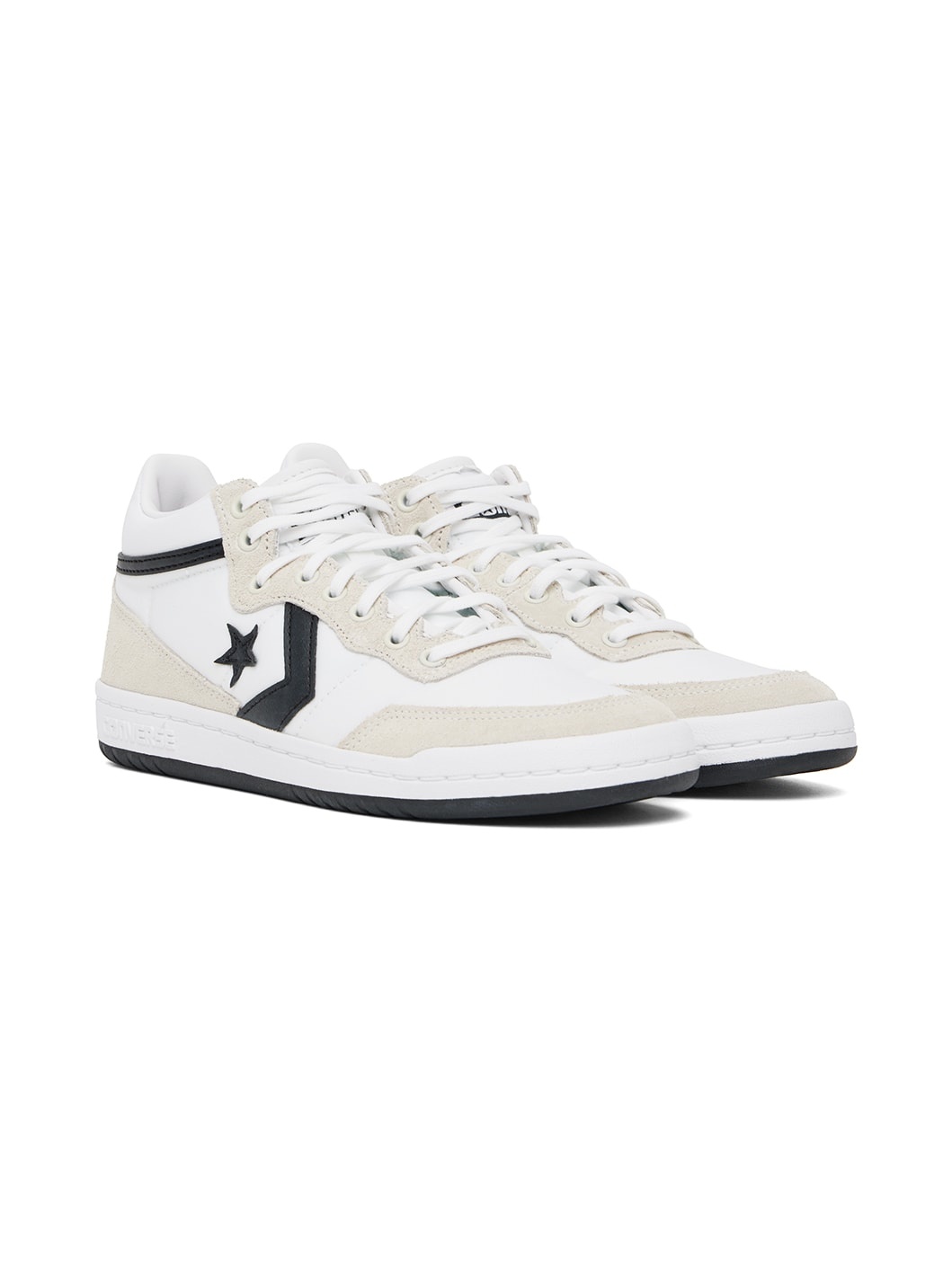 White & Gray CONS Fastbreak Pro Mid Top Sneakers - 4