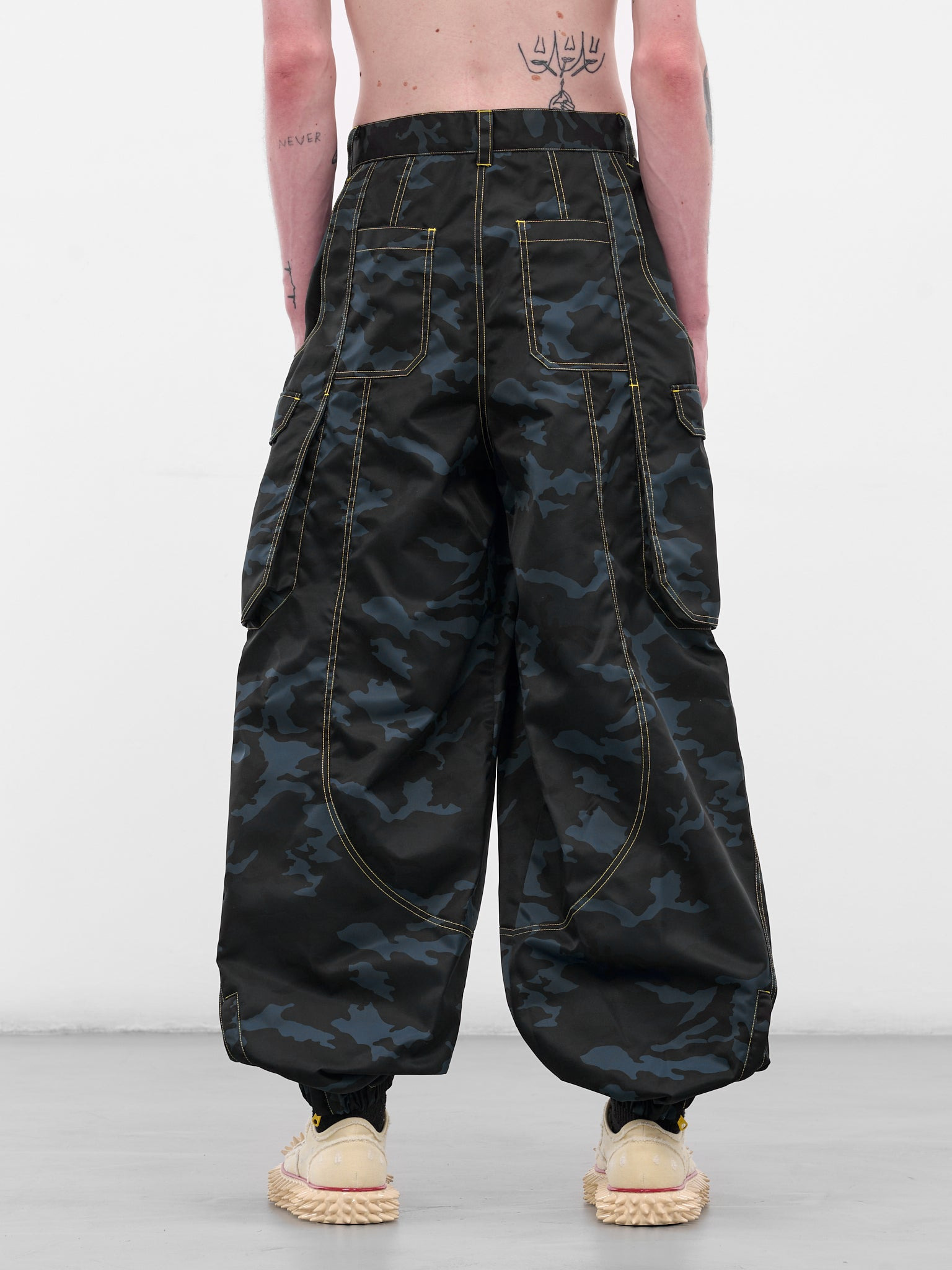 Navy Camouflage Nylon Cargo Pants - 3