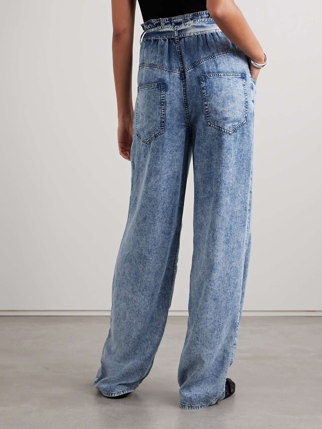 Priana belted Lyocell-chambray wide-leg pants - 3