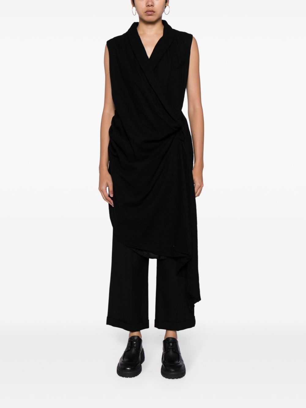 draped sleeveless wool vest - 2