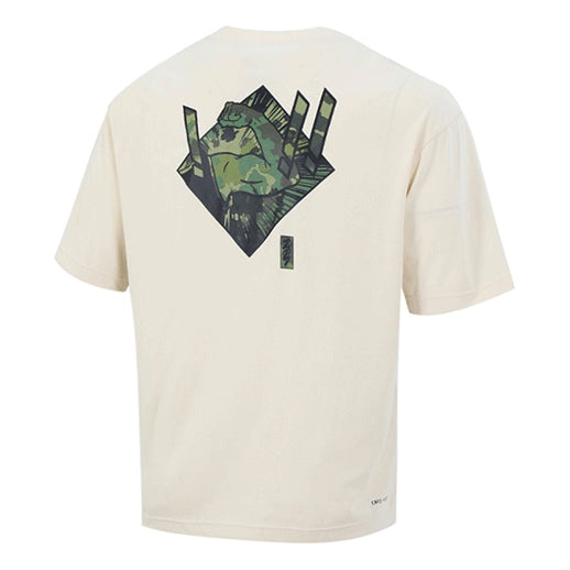 Men's Jordan Dri-FIT Zion Basketball Sports Printing Knit Round Neck Short Sleeve Creamy White T-Shi - 2
