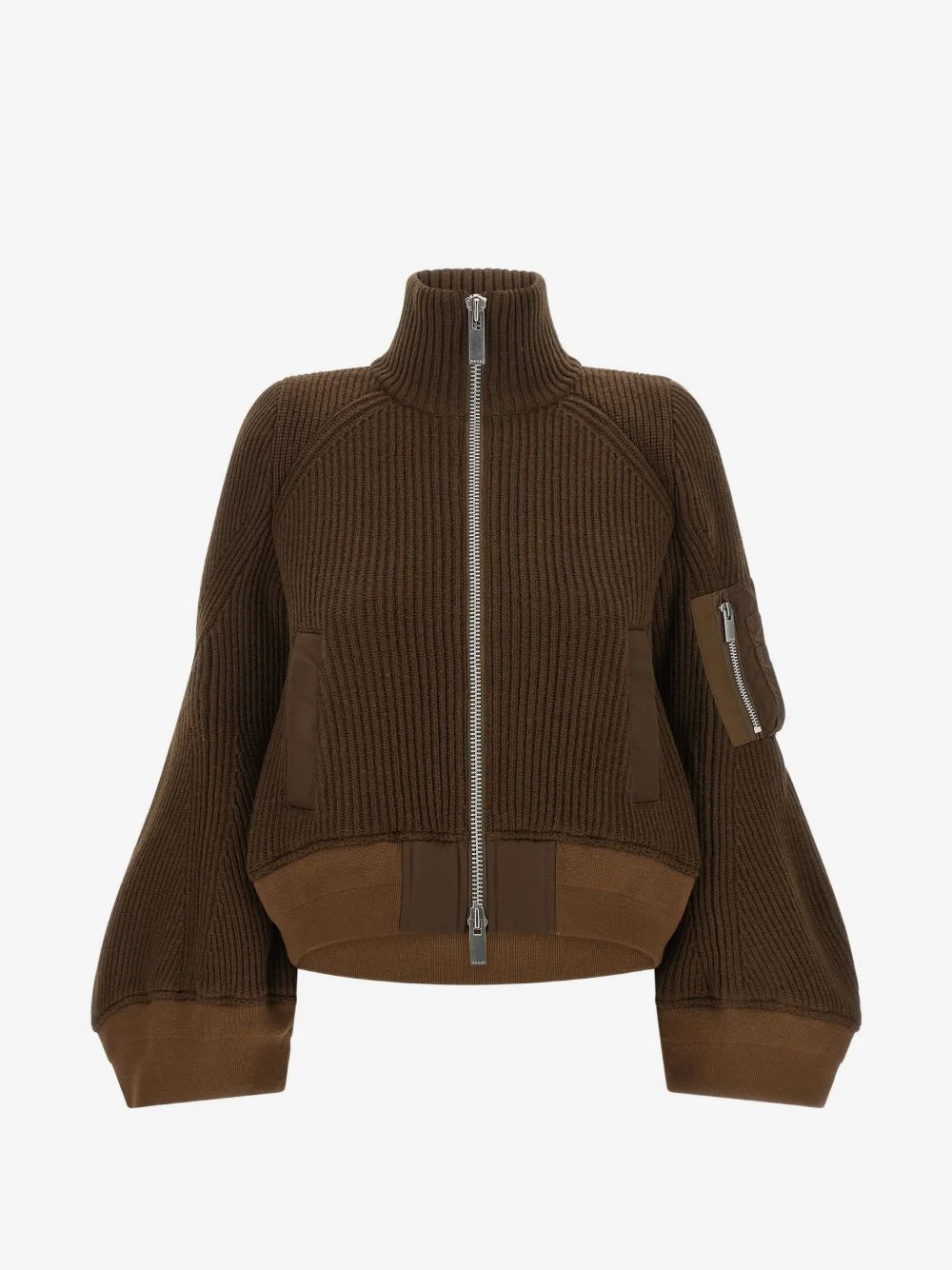 ribbed-knit high-neck jacket - 1
