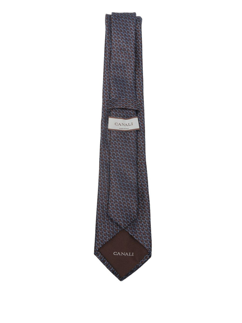 Canali geometric-pattern silk tie outlook