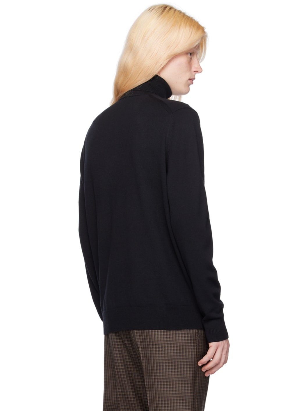 Black Embroidered Turtleneck - 3