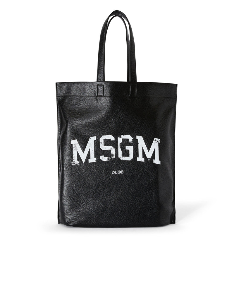 Maxi tote with distressed effect college logo 1