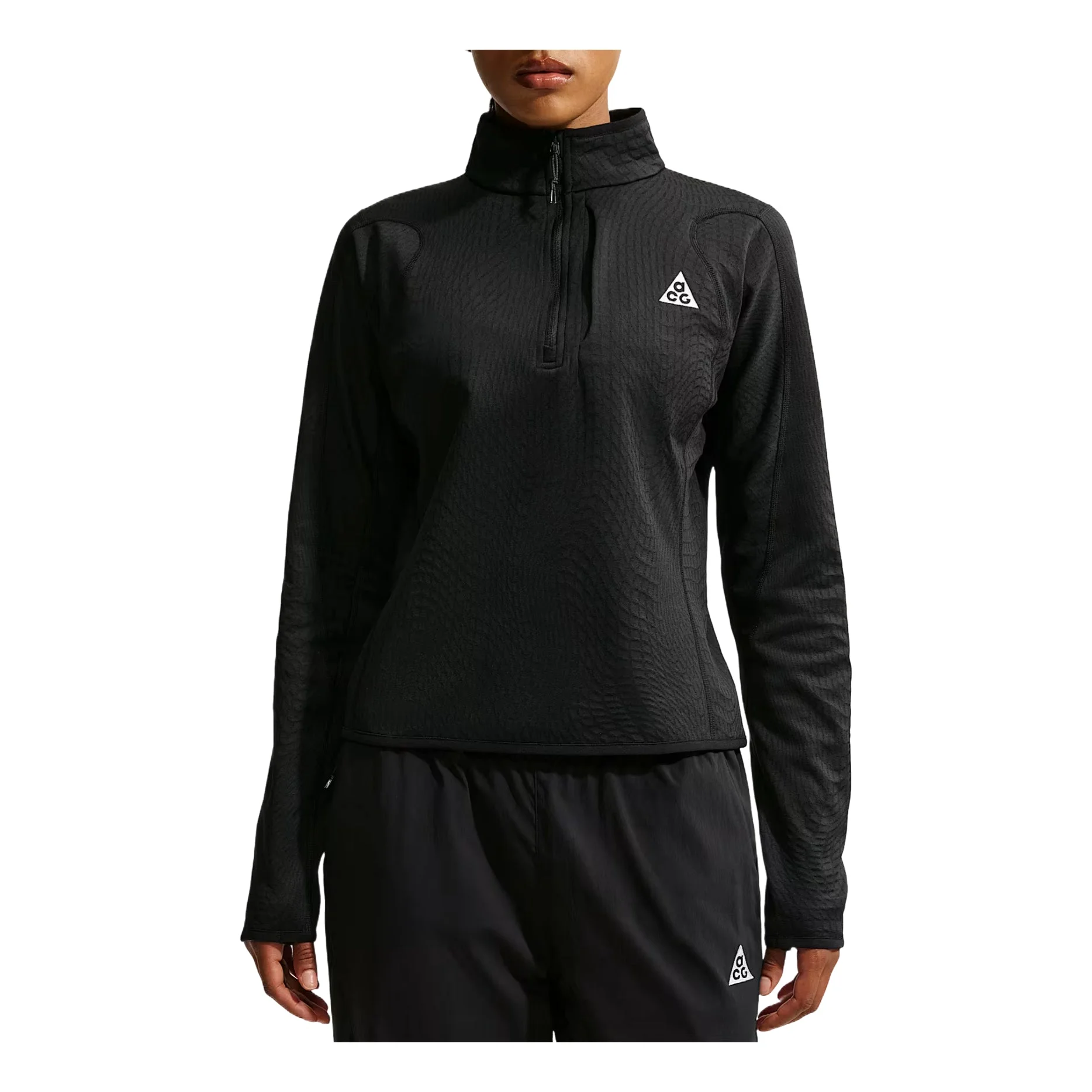 (WMNS) Nike x ACG Wolf Grid Therma-FIT 1 2-Zip Top 'Black Summit White' IO4471-010 - 1
