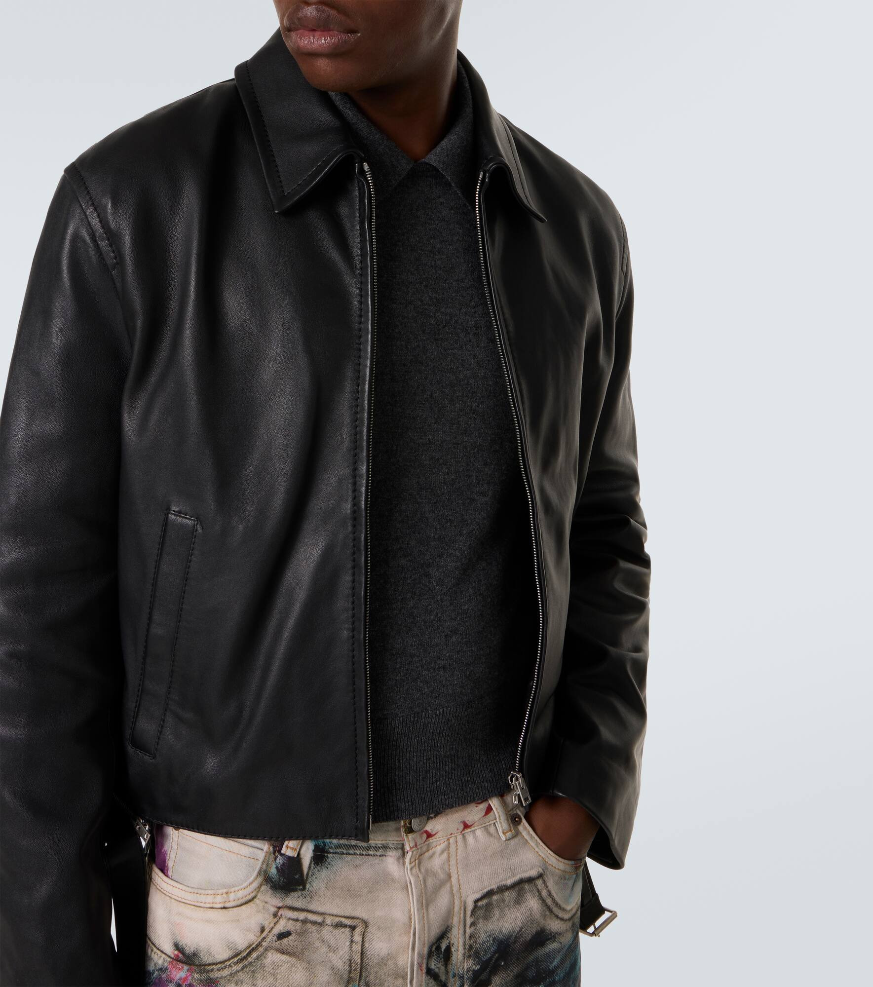 Leather biker jacket - 5