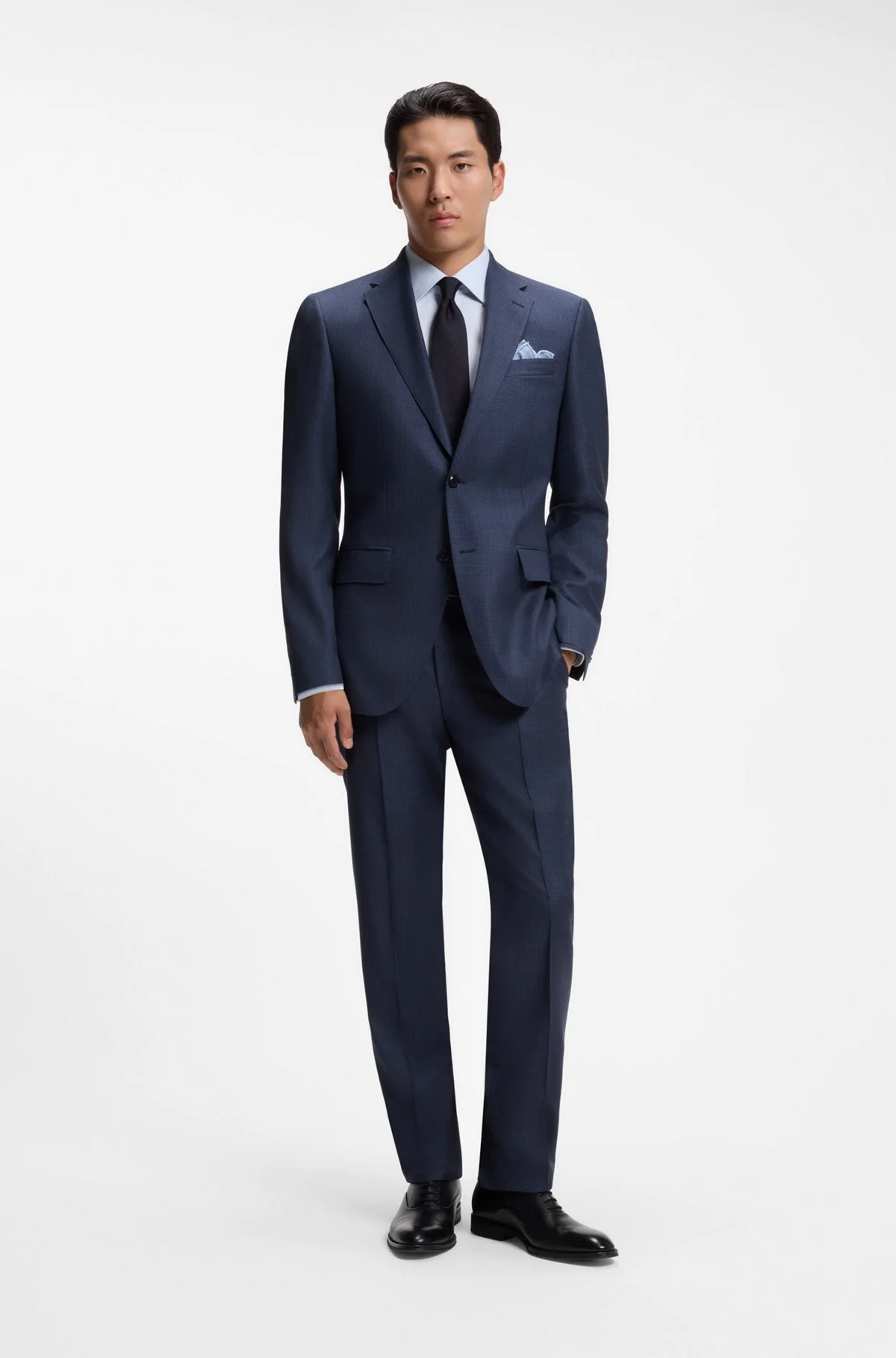 TWO-PIECE REGULAR-FIT SUIT IN PATTERNED VIRGIN WOOL - 1