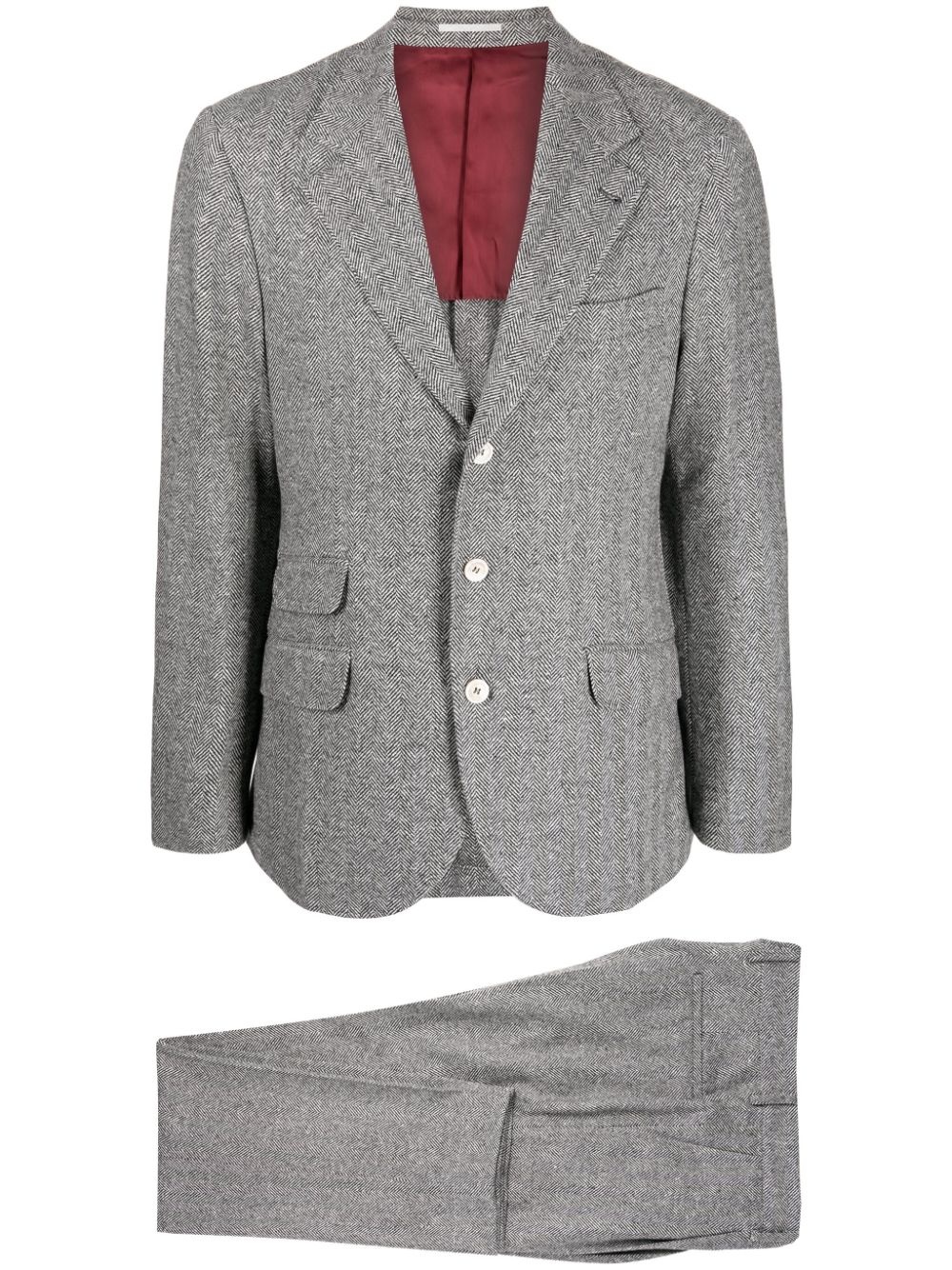 wool-blend herringbone two-piece suit - 1