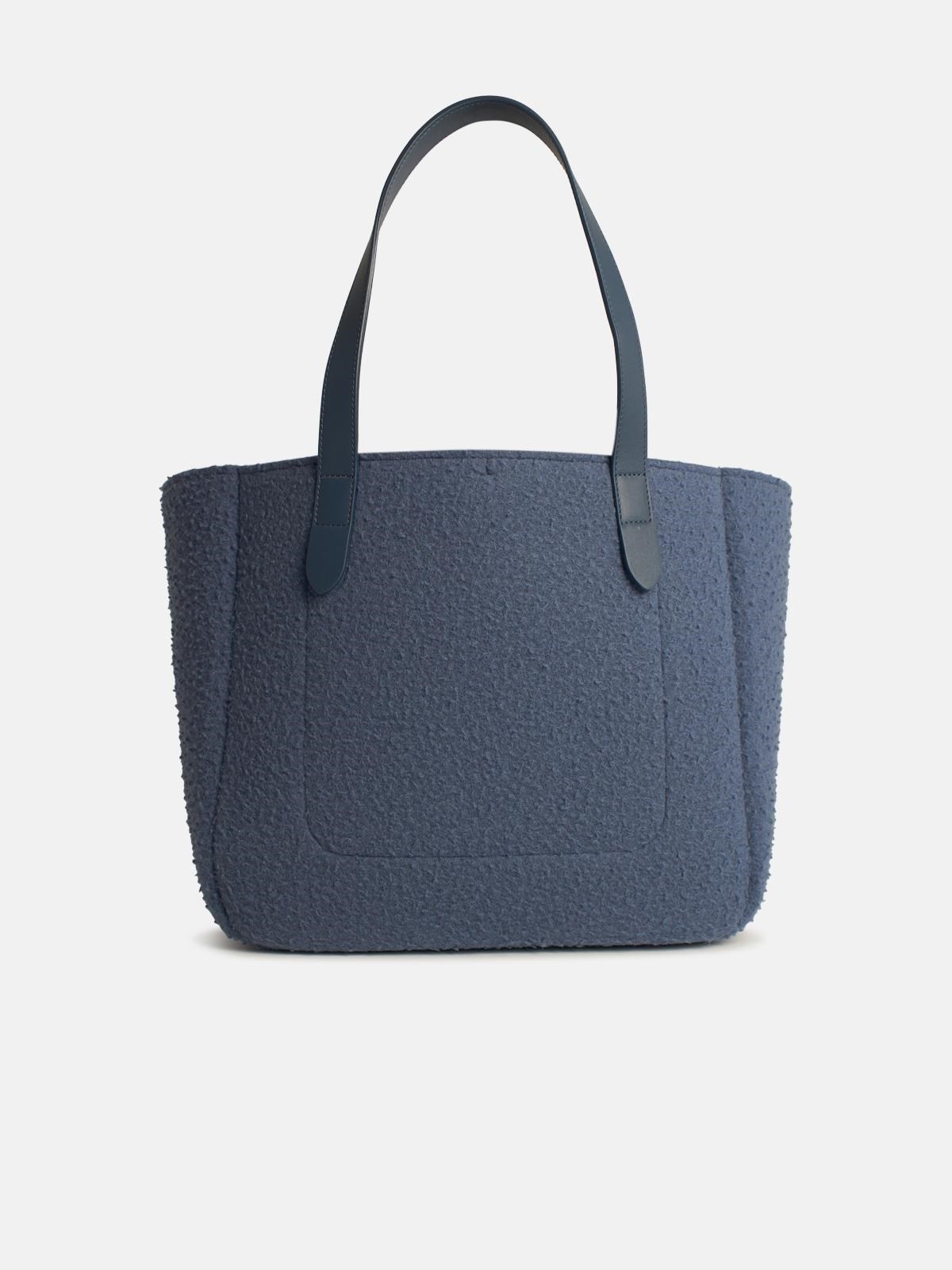 BELT TOTE BLUE BOILED WOOL SHOULDER BAG - 3