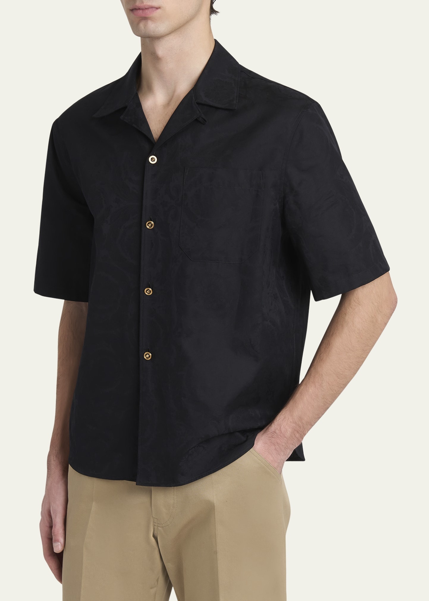 Men's Tonal Barocco Camp Shirt - 4