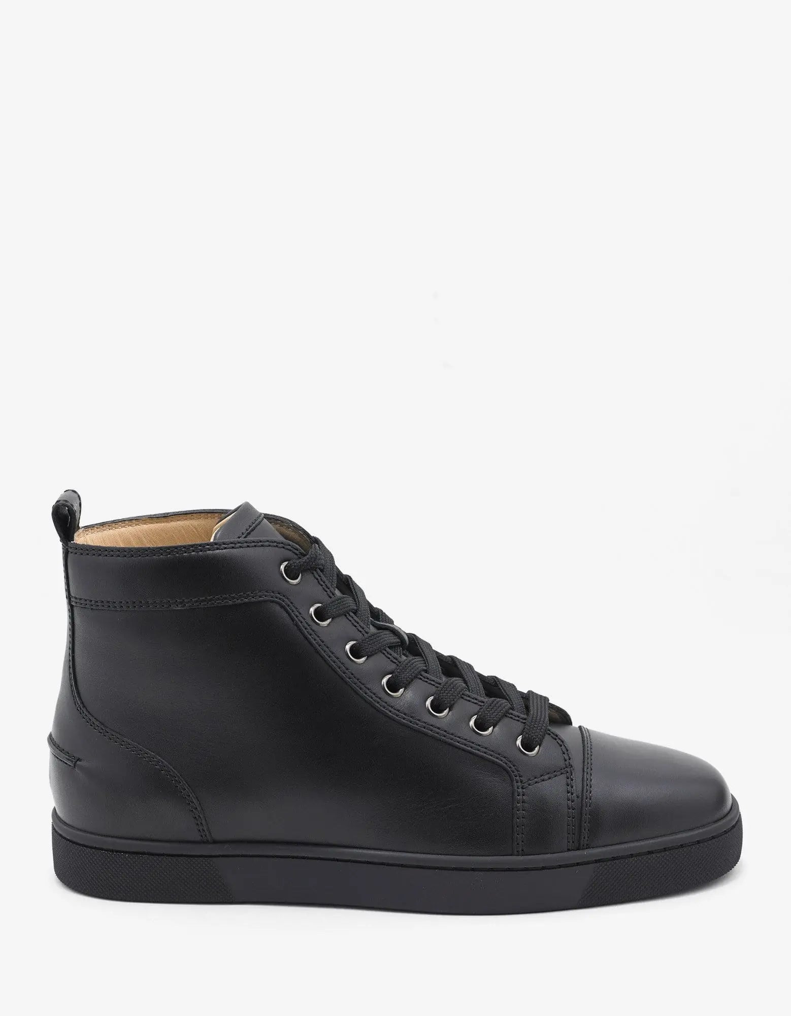 Christian Louboutin Louis Flat Calf Black High Top Trainers - 2