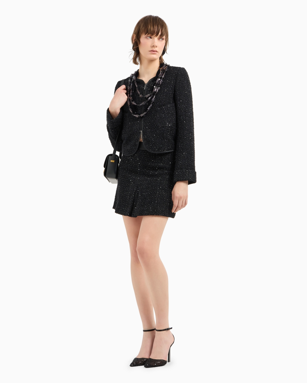 Lurex tweed zip-up jacket with micro sequins - 4