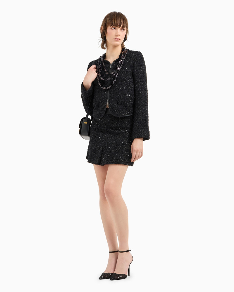EMPORIO ARMANI Lurex tweed zip-up jacket with micro sequins outlook