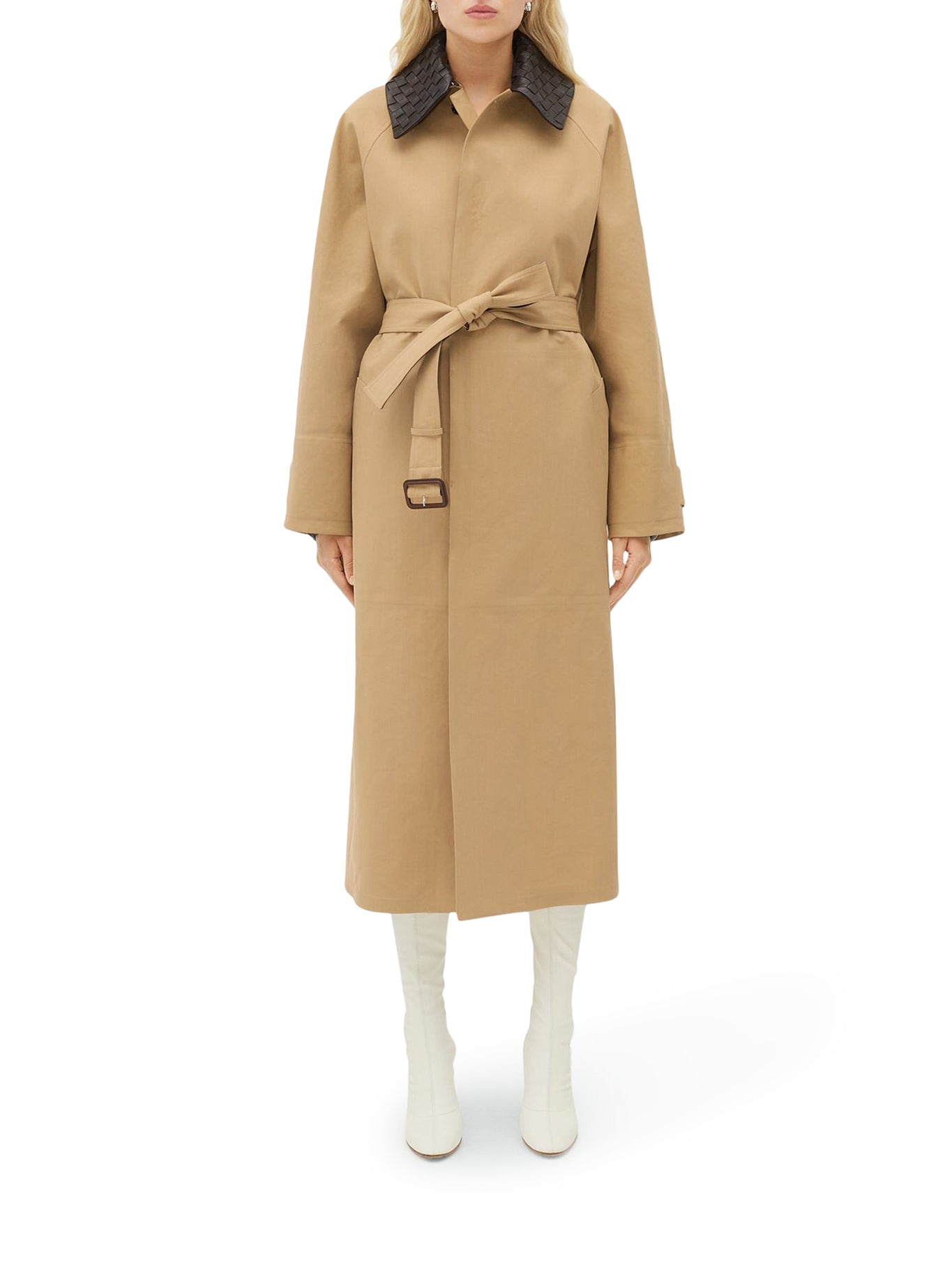 Bottega Veneta COTTON TRENCH COAT WITH BRAIDED COLLAR