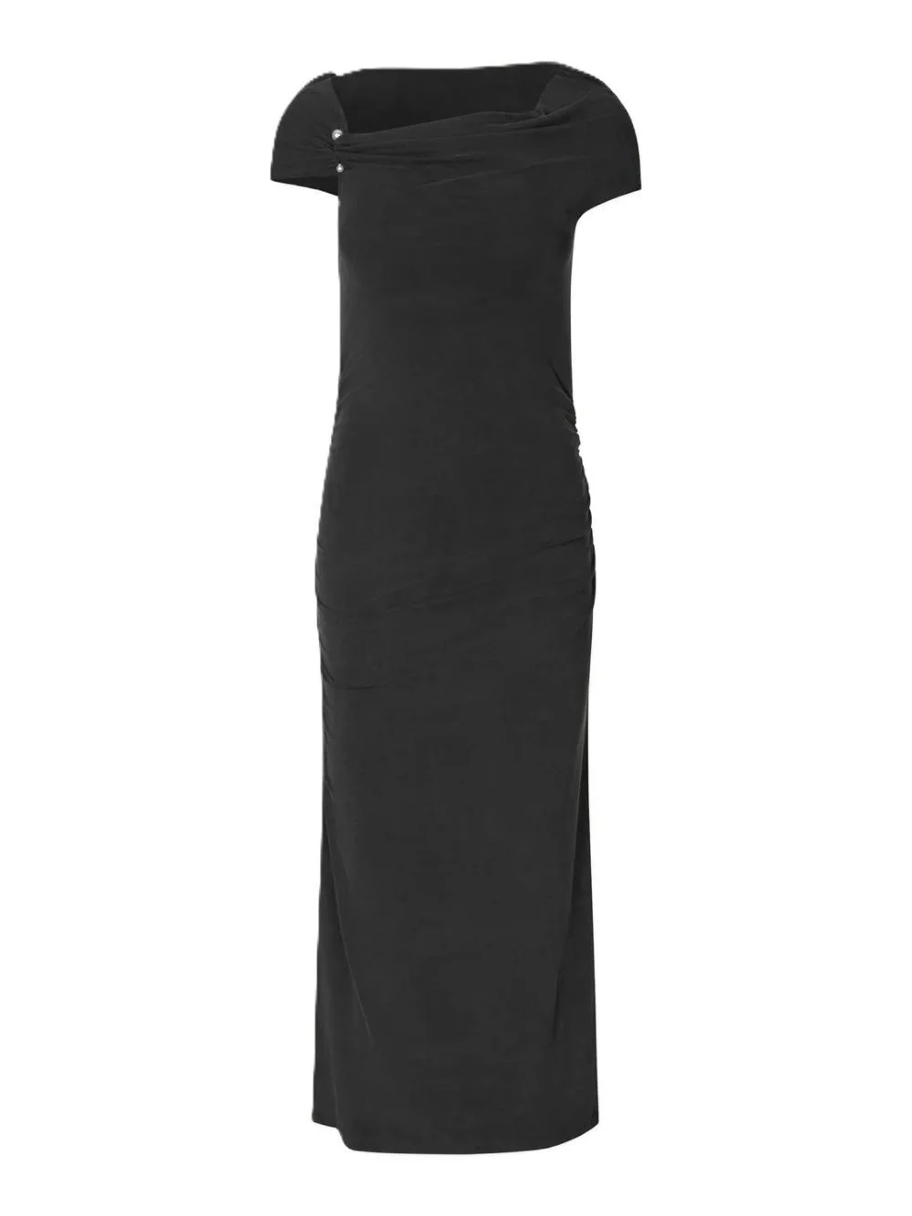 One Shoulder Draped Midi Dress - 1