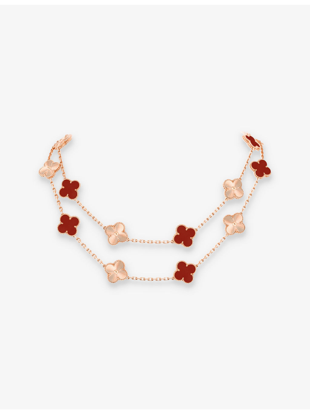 Vintage Alhambra 18ct rose-gold and carnelian charm necklace - 2