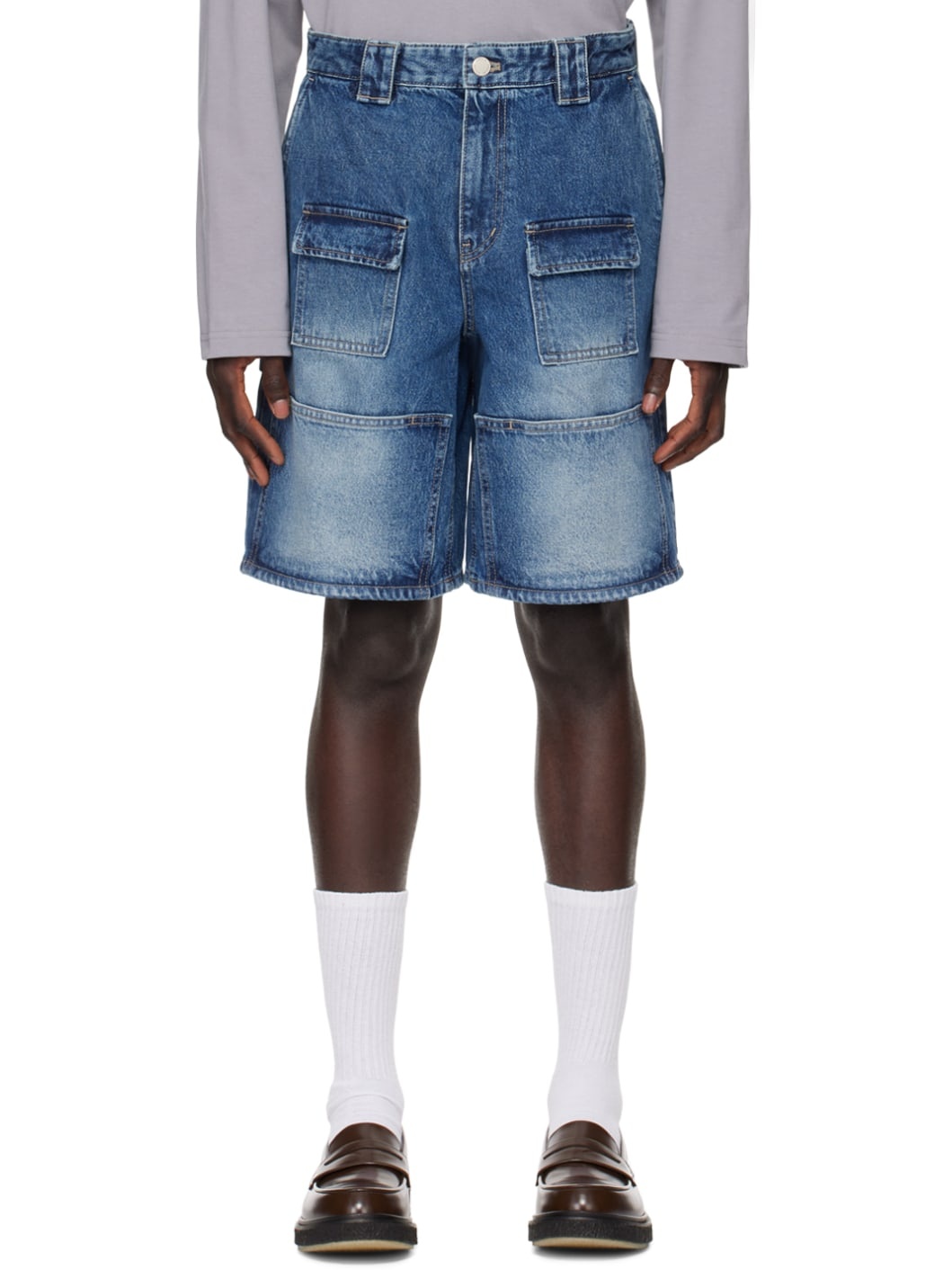 Blue Pocket Denim Shorts - 1