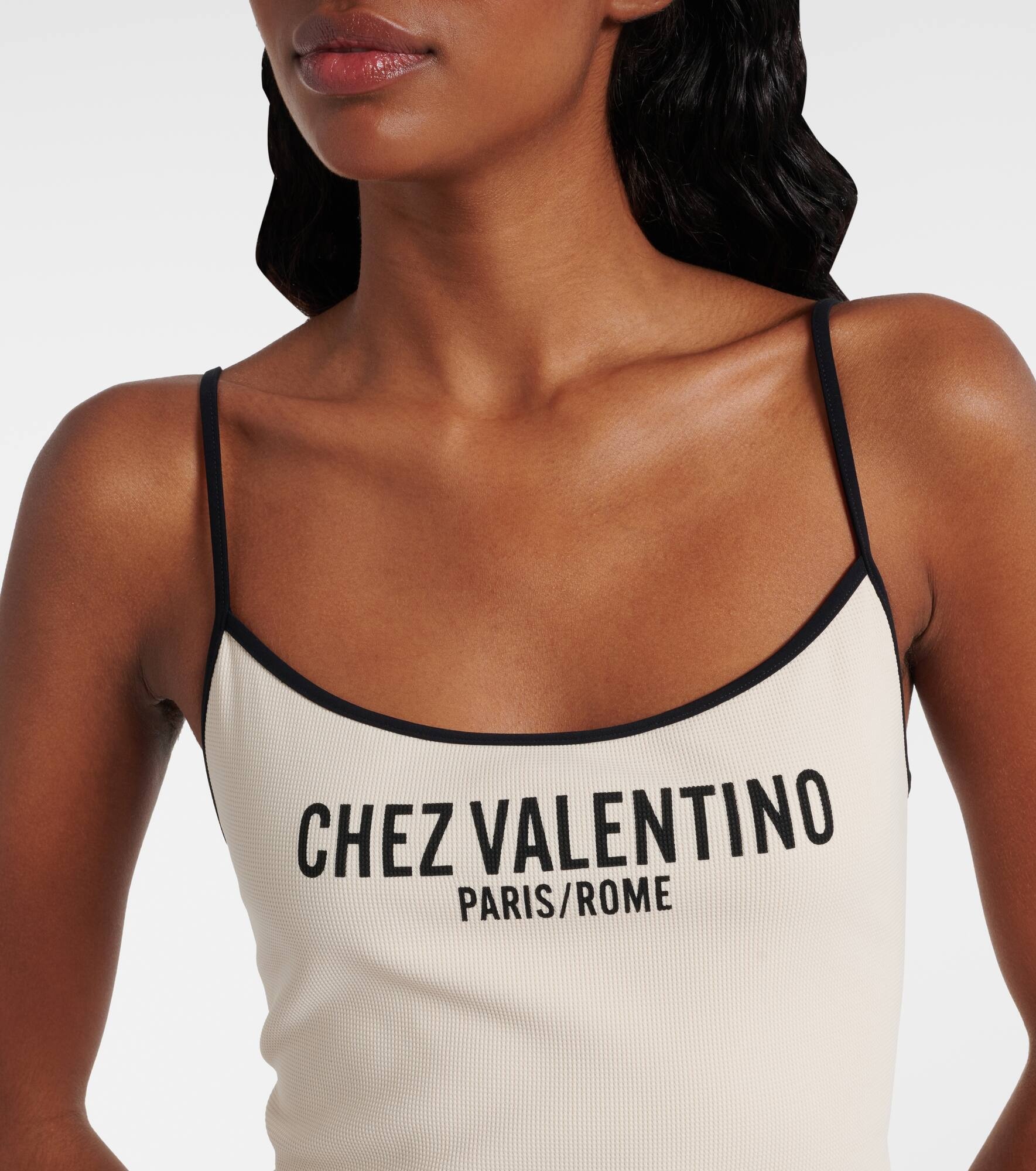 Logo printed piqué swimsuit - 4