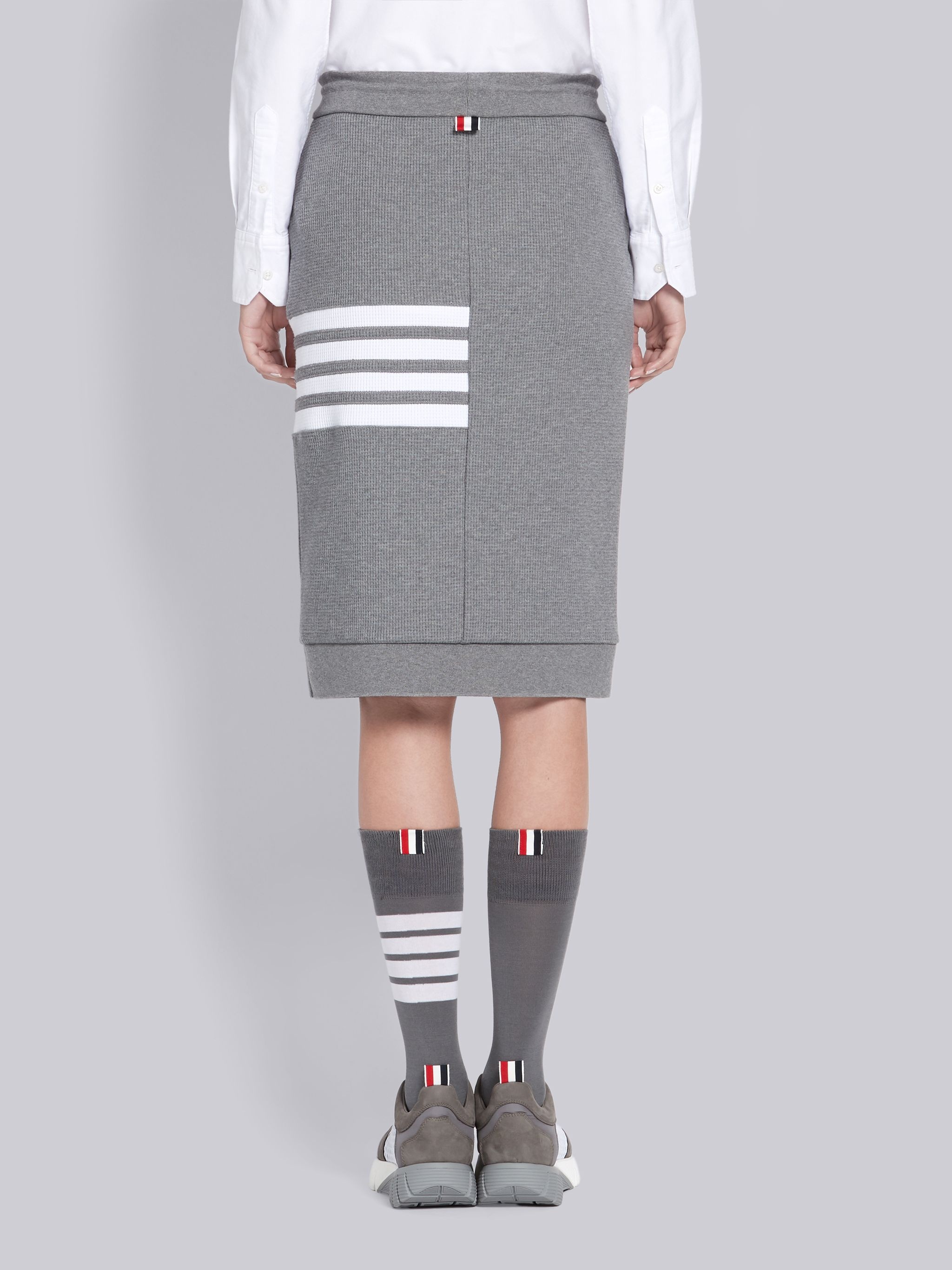 Medium Grey Waffle Knit Sack 4-Bar Skirt - 3