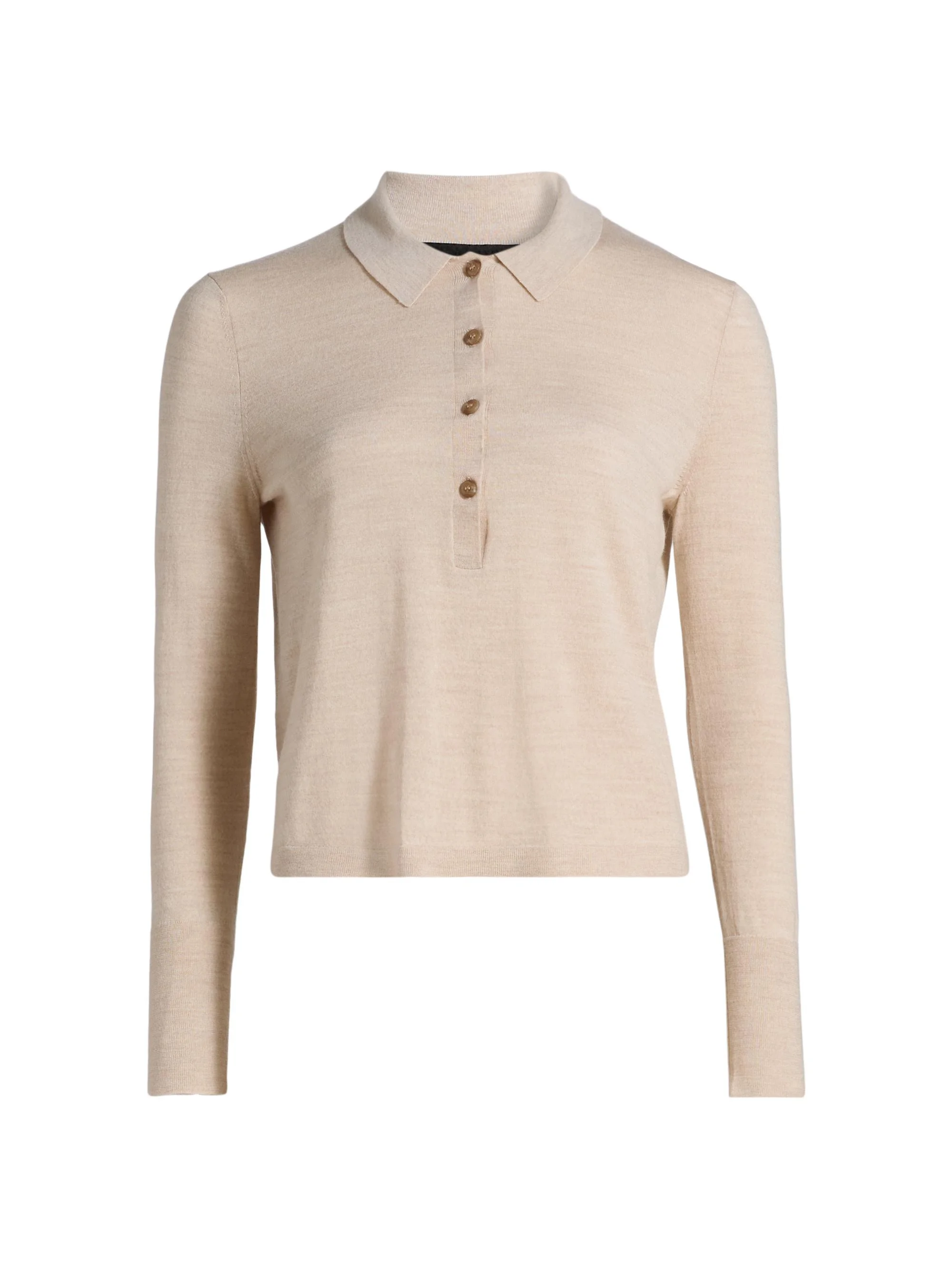 Women's Grayson Wool Polo Top - Oat - 1