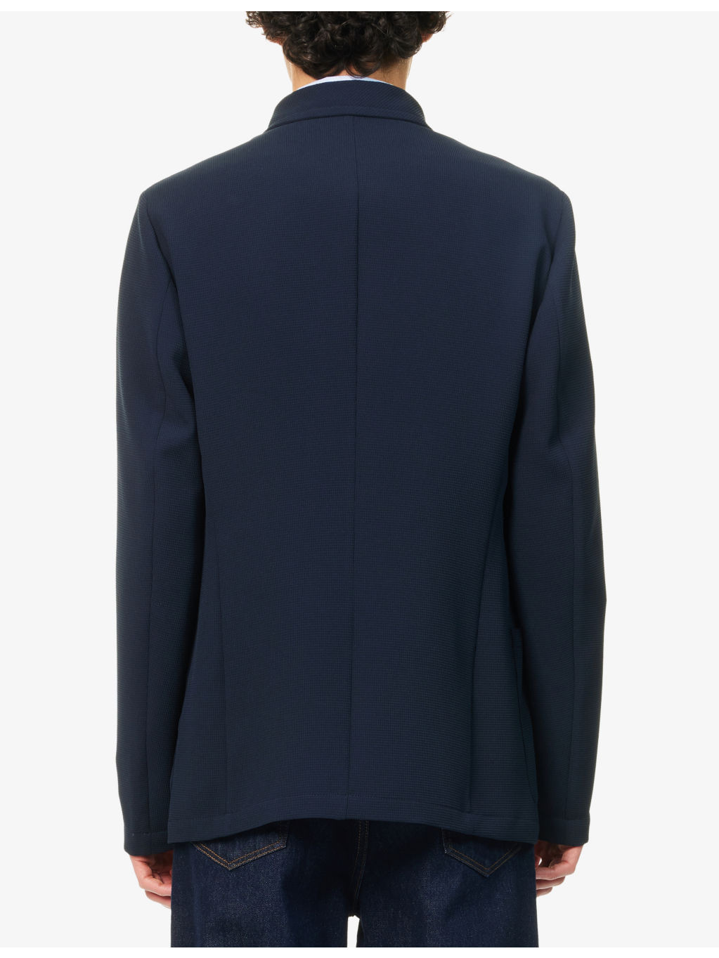 Funnel-Neck Patch-Pocket Jersey Blazer - 4
