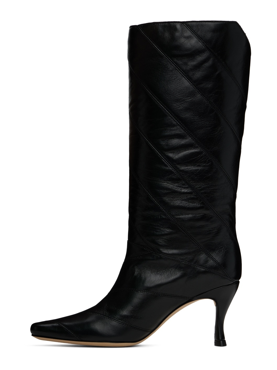 Black Steph Creased Leather Boots - 3