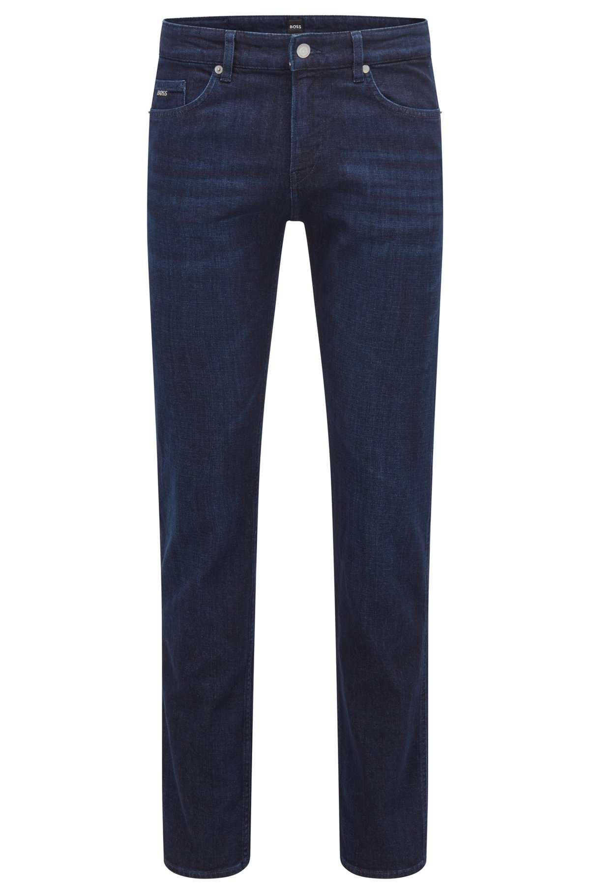 SLIM-FIT JEANS IN DARK-BLUE ITALIAN SUPER-SOFT DENIM - 1