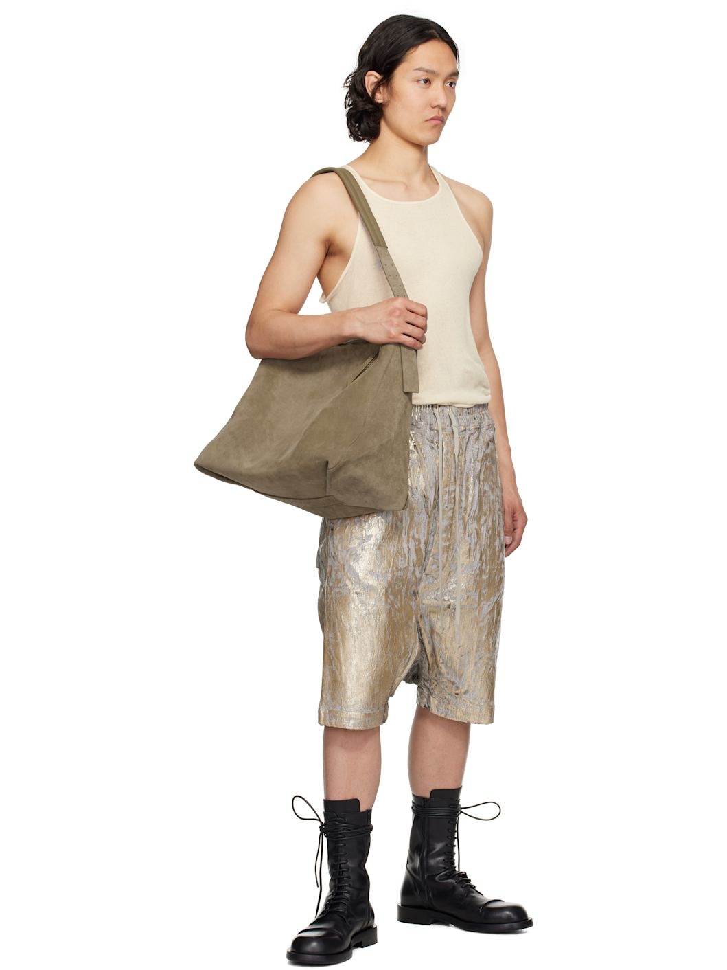 Gold Hollywood Drawstring Pods Denim Shorts - 4