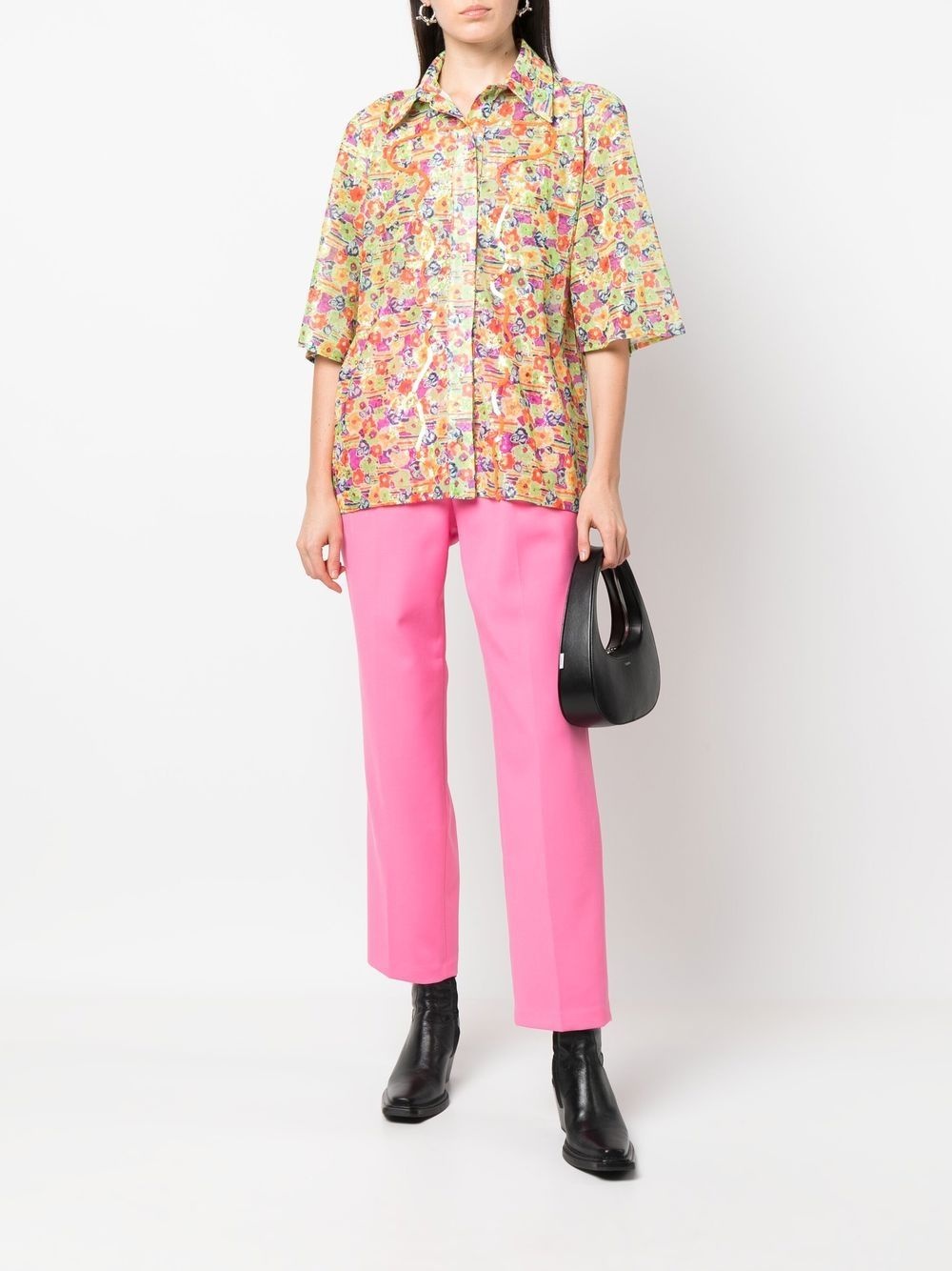 floral-print sequin-detail shirt - 2