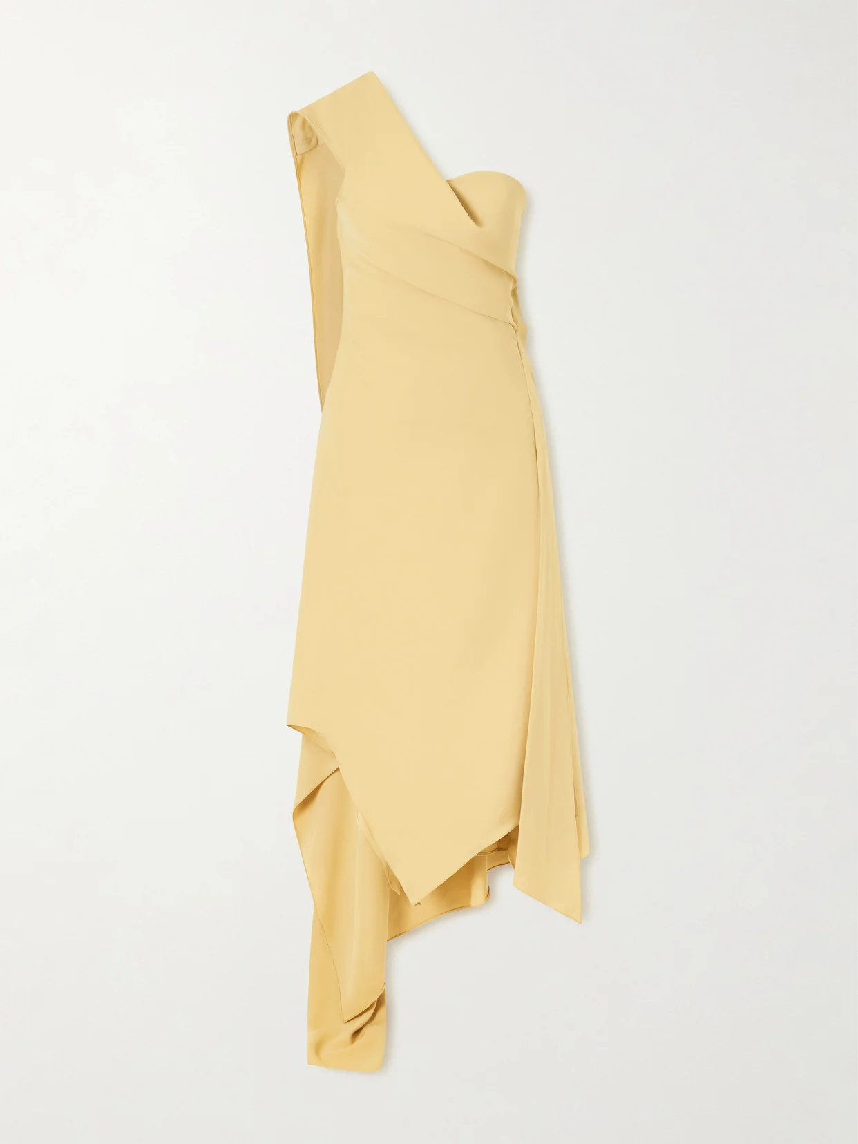 Asymmetric Draped Crepe Midi Dress - 1