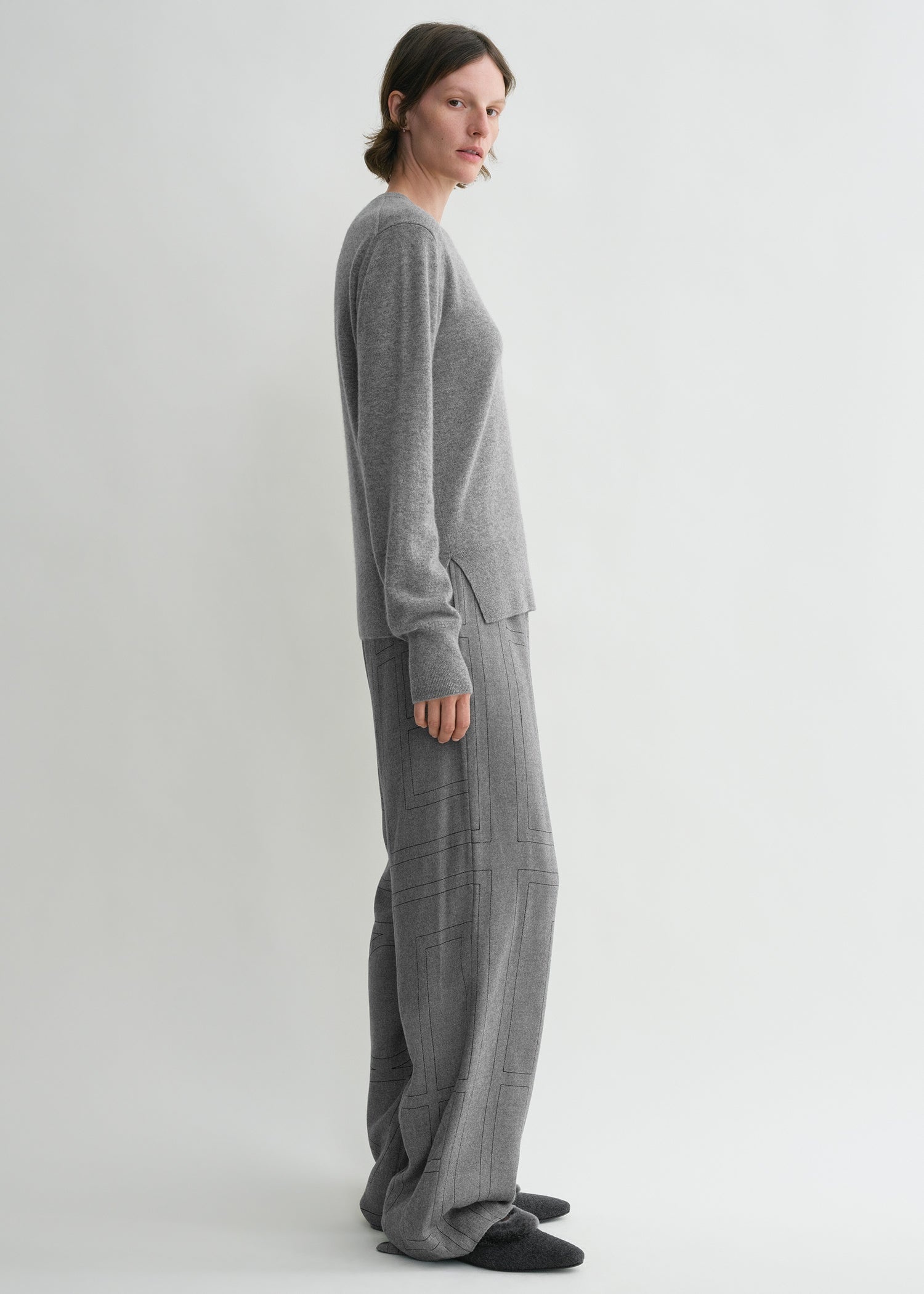 Monogram flannel pj bottoms smoke melange - 3