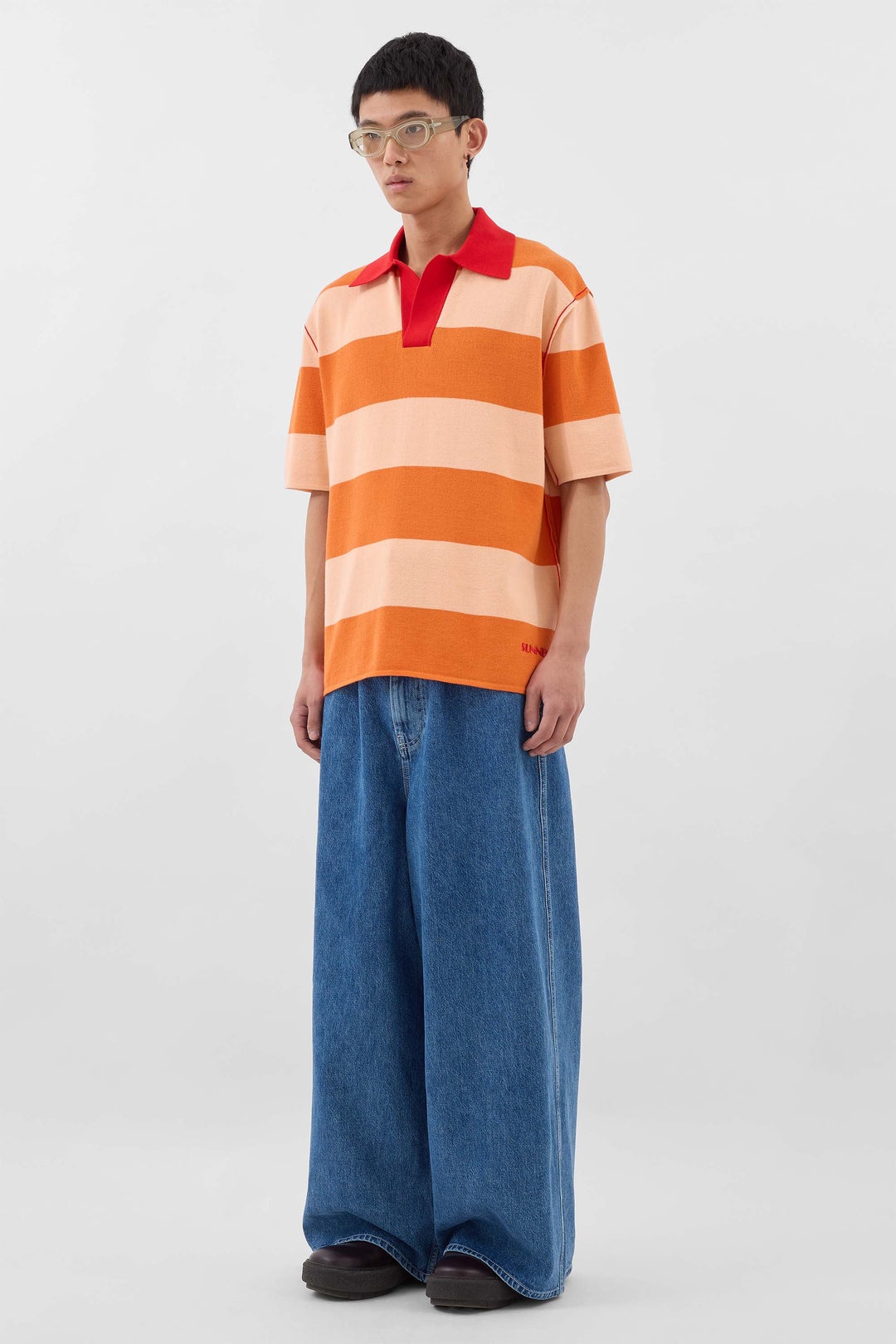 MAGLIAUNITA STRIPED POLO / orange & salmon pink - 3
