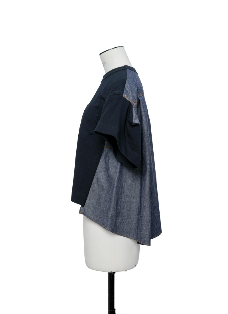 sacai Light Weight Denim x Cotton Jersey T-Shirt outlook