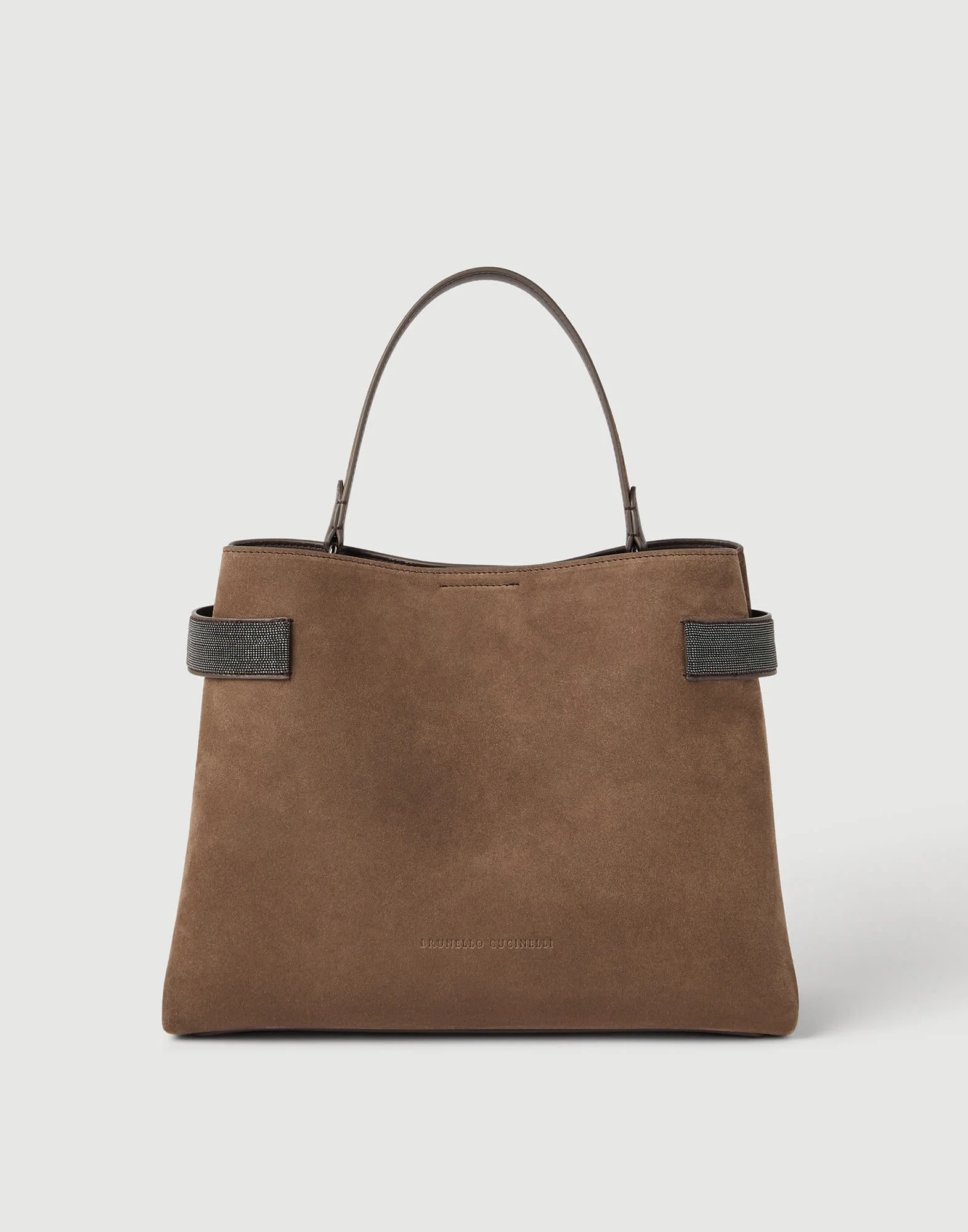 Essence top-handle bag in suede with precious bands - 1