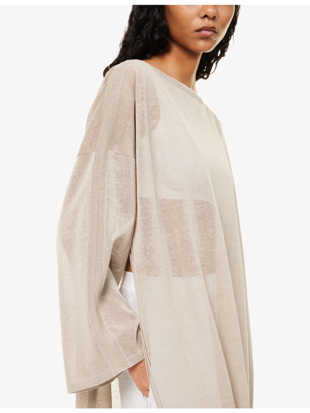Relaxed-Fit Boat-Neck Linen-And-Silk Midi Kaftan Dress - 5