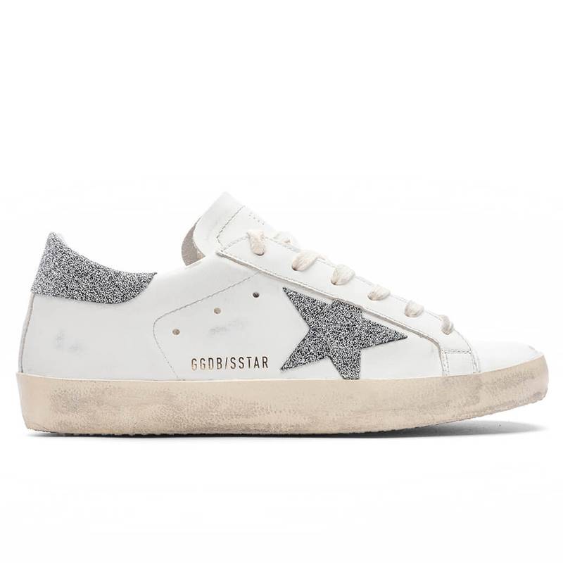GOLDEN GOOSE WOMEN'S SUPER-STAR SNEAKERS - WHITE/SILVER - 1